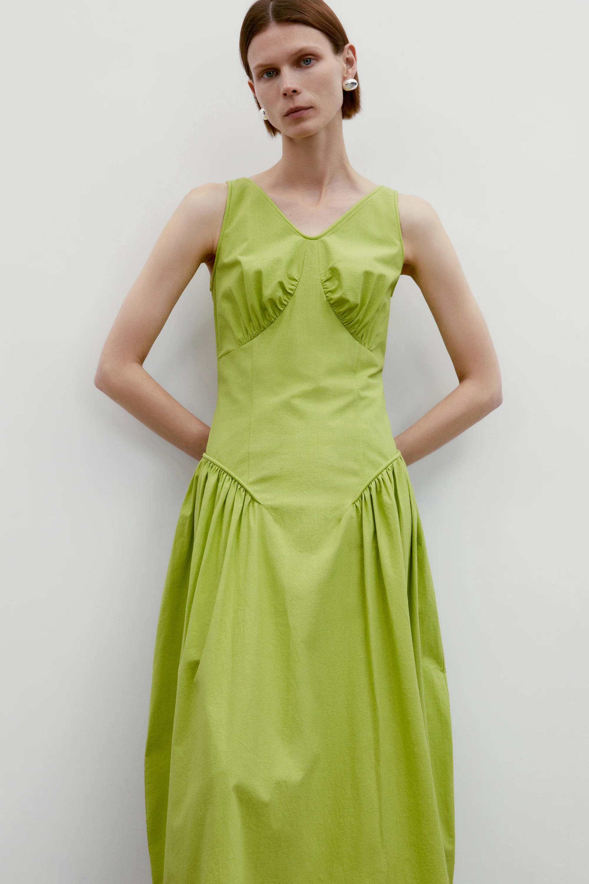 Gathered Backless Cotton Dress - Image 12