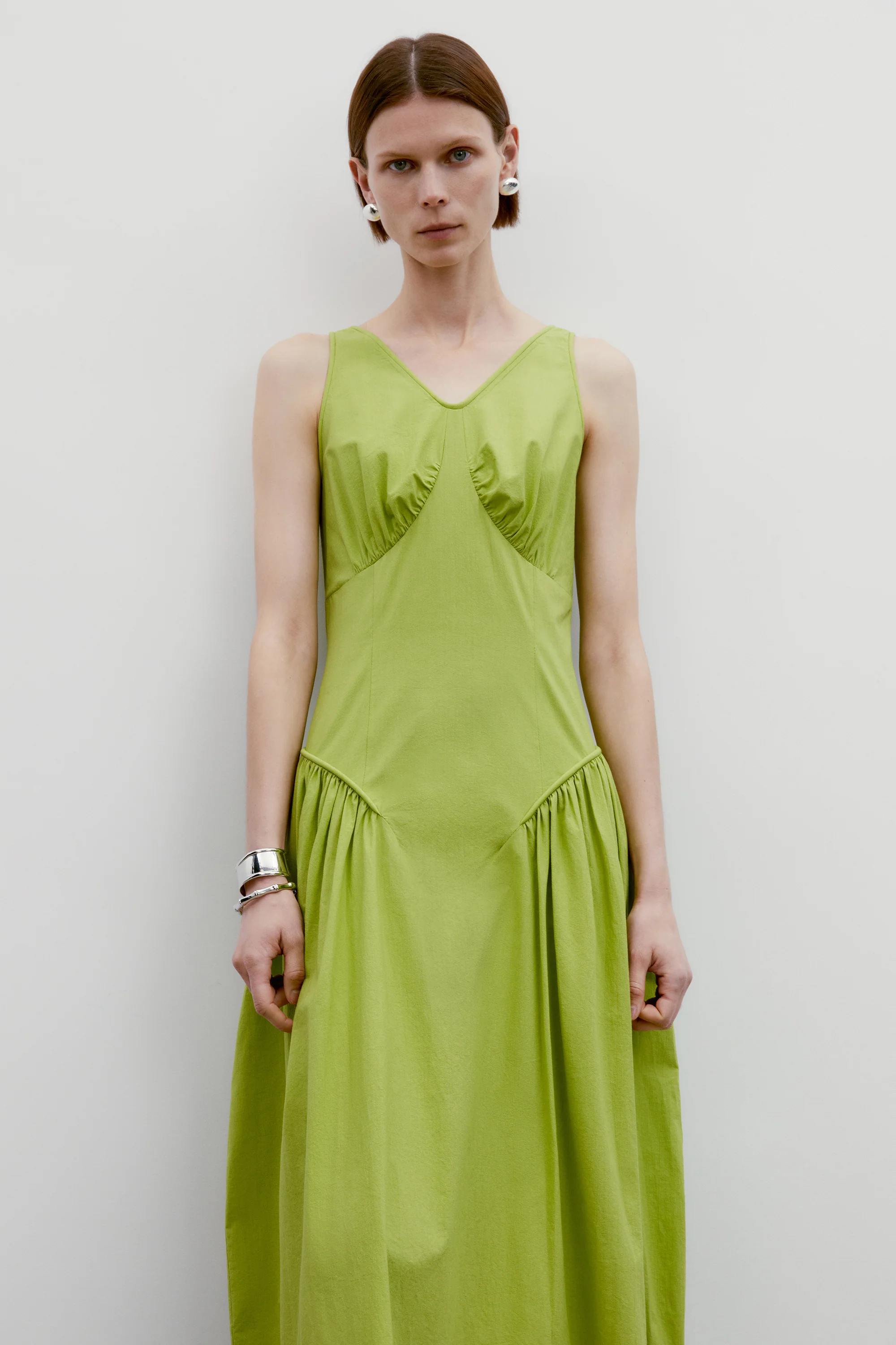 Gathered Backless Cotton Dress - Image 13
