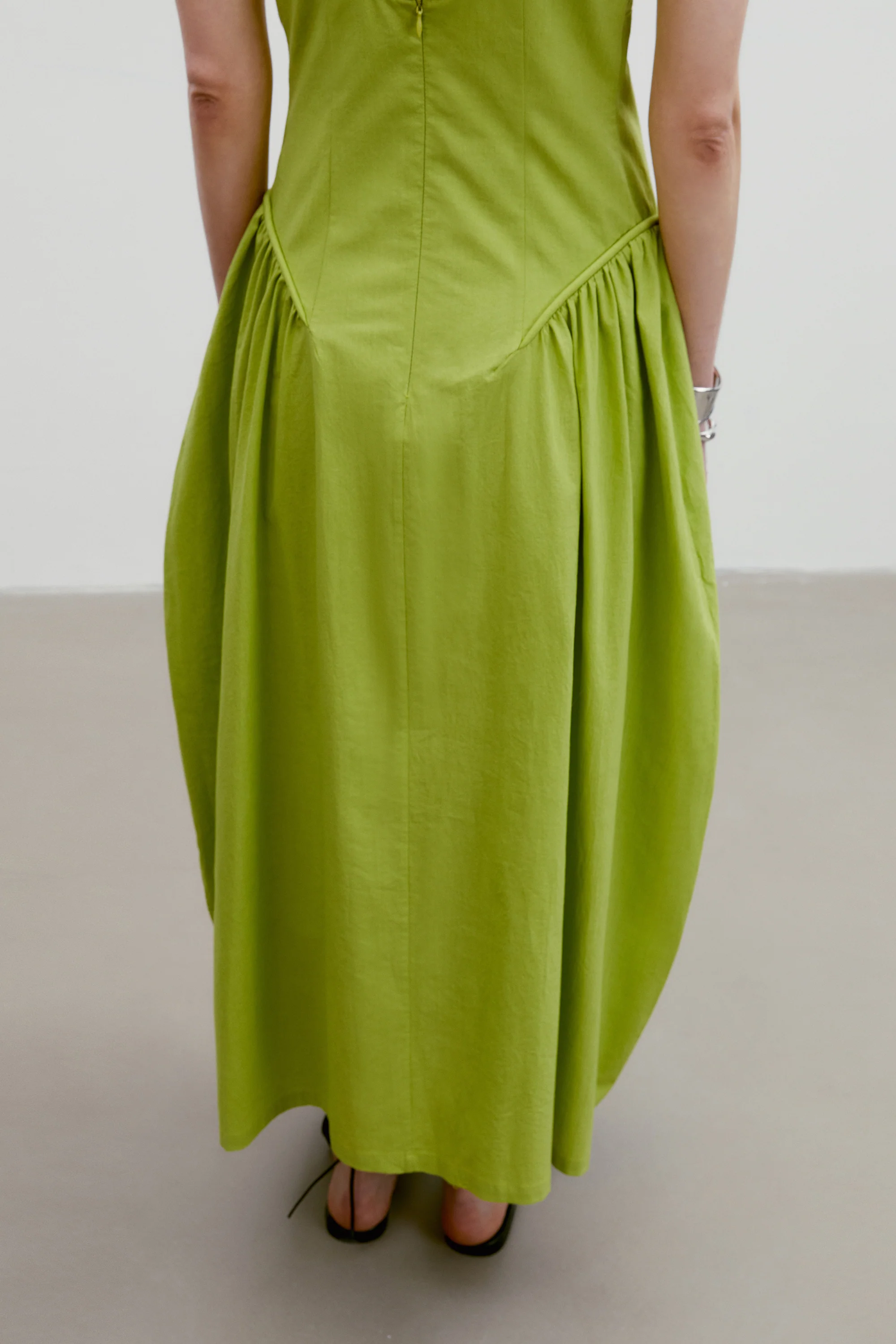 Gathered Backless Cotton Dress - Image 19