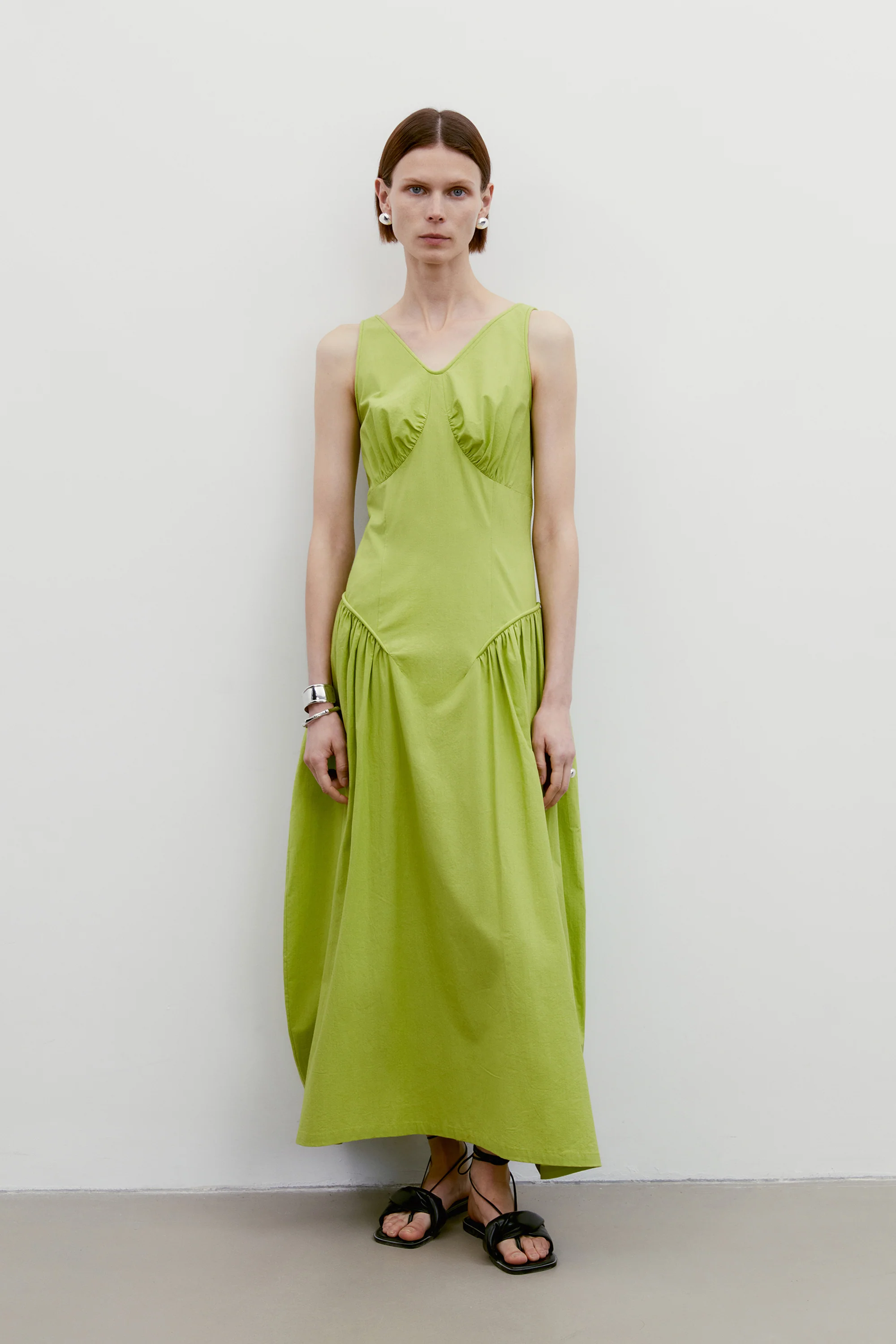 Gathered Backless Cotton Dress - Image 2