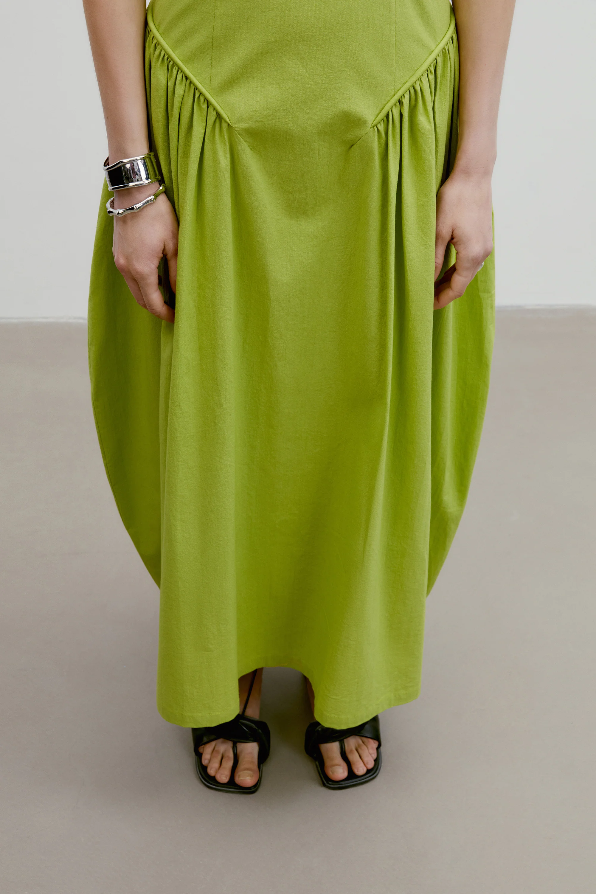 Gathered Backless Cotton Dress - Image 20