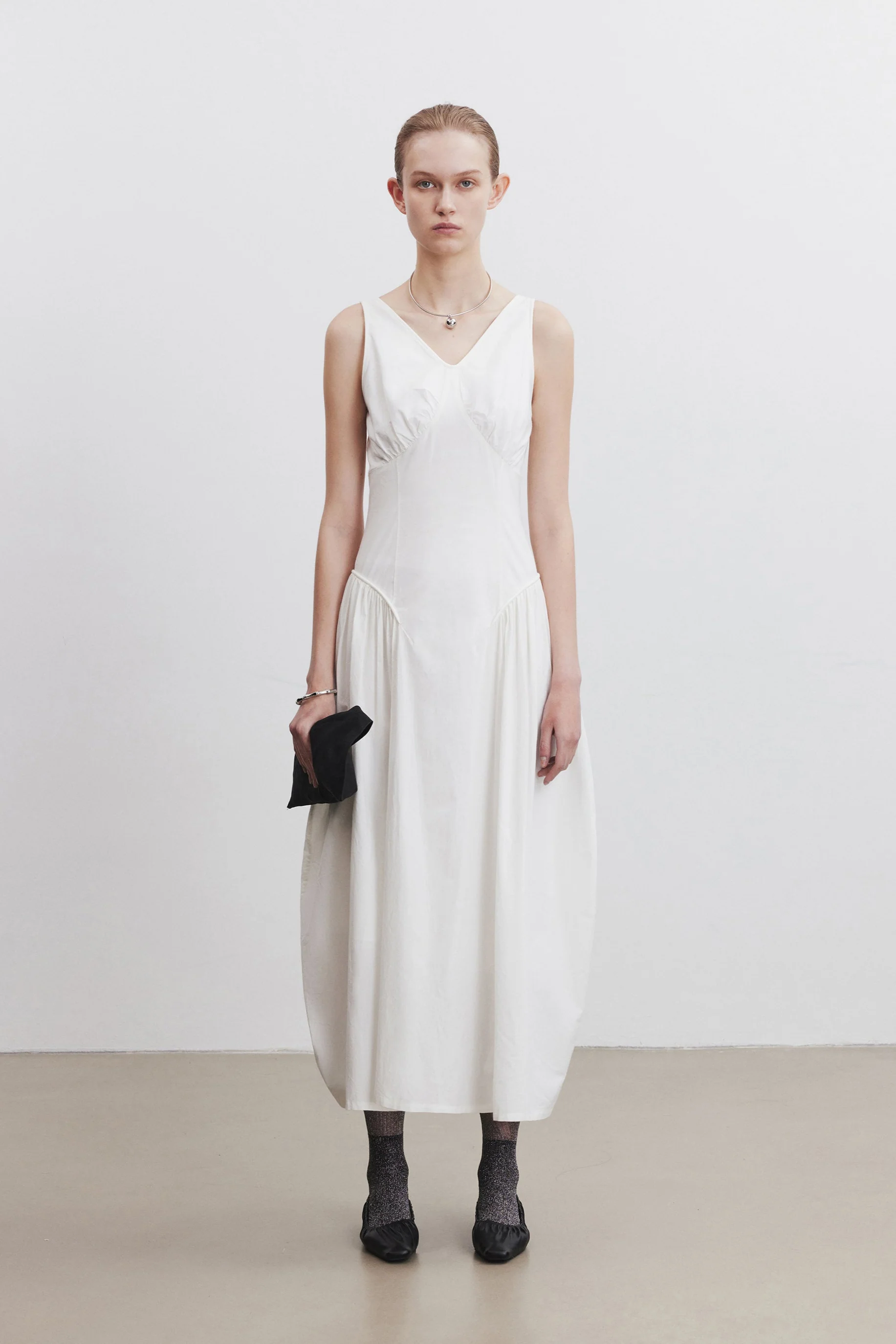 Gathered Backless Cotton Dress - Image 22