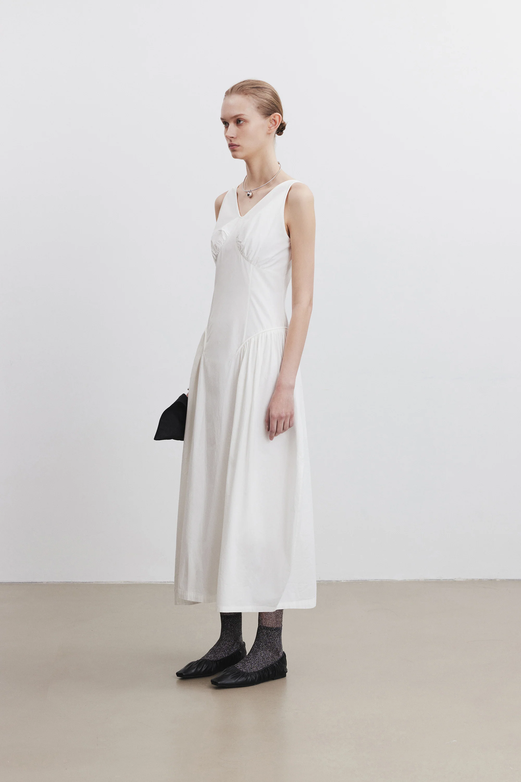 Gathered Backless Cotton Dress - Image 23