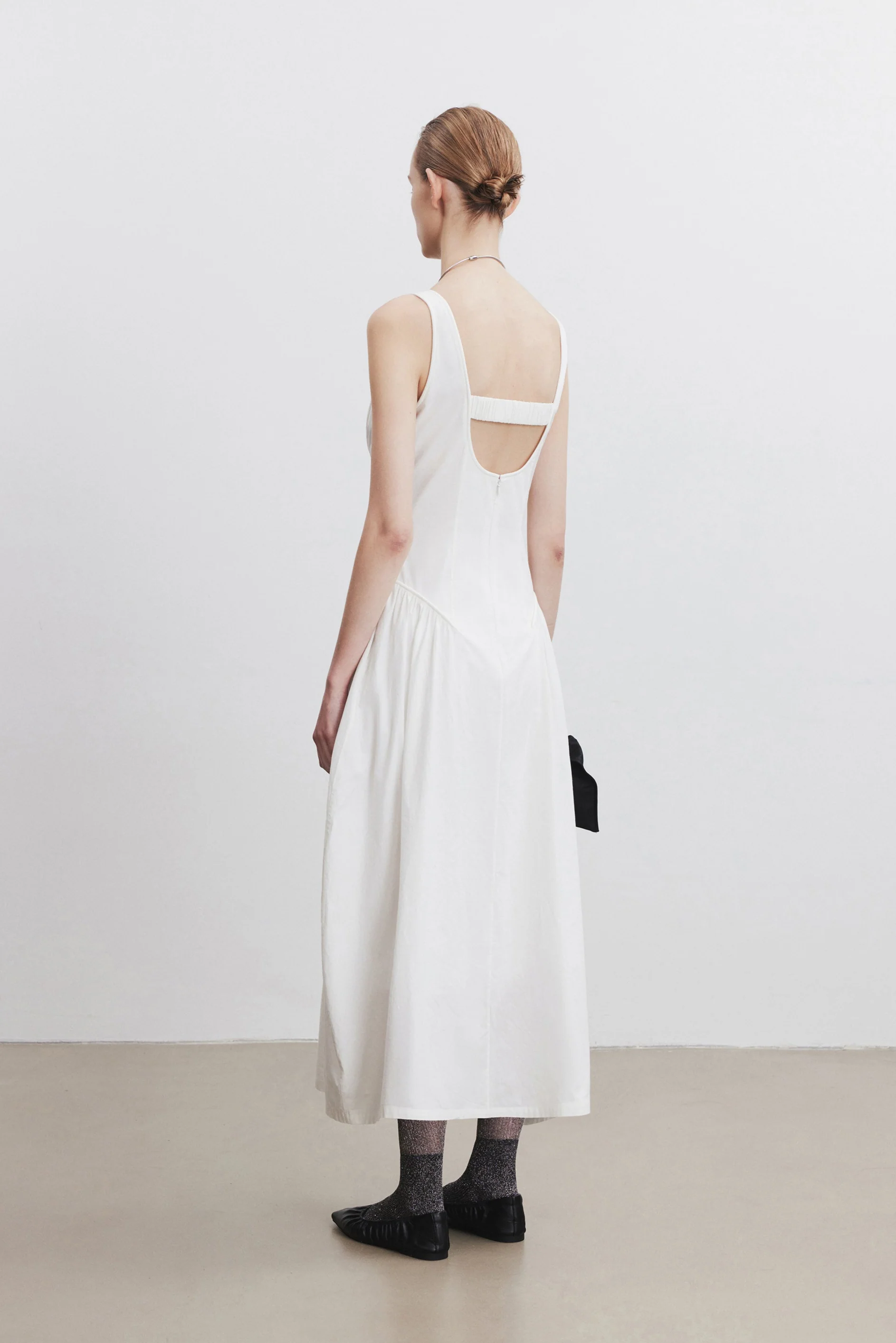 Gathered Backless Cotton Dress - Image 24