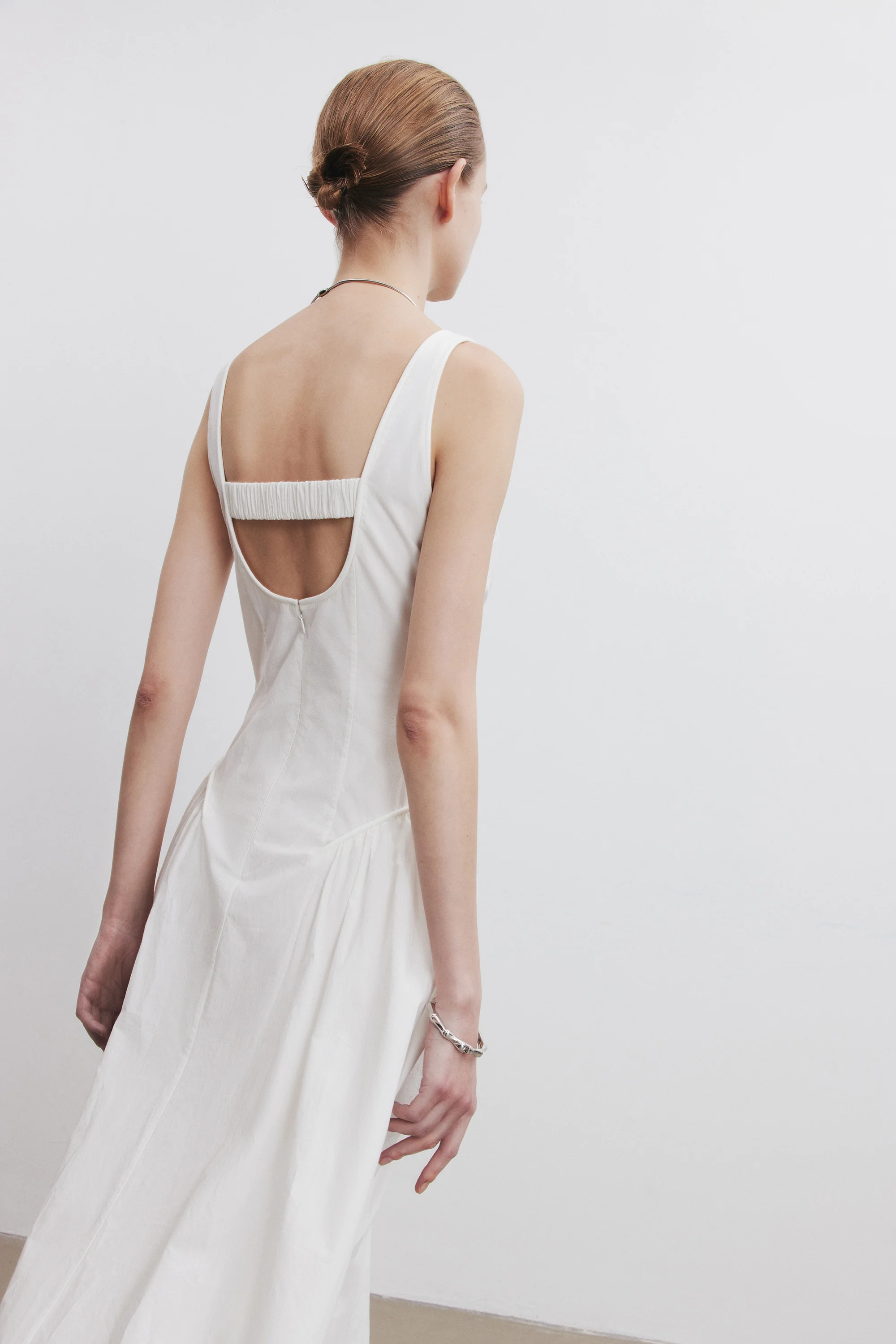 Gathered Backless Cotton Dress - Image 26
