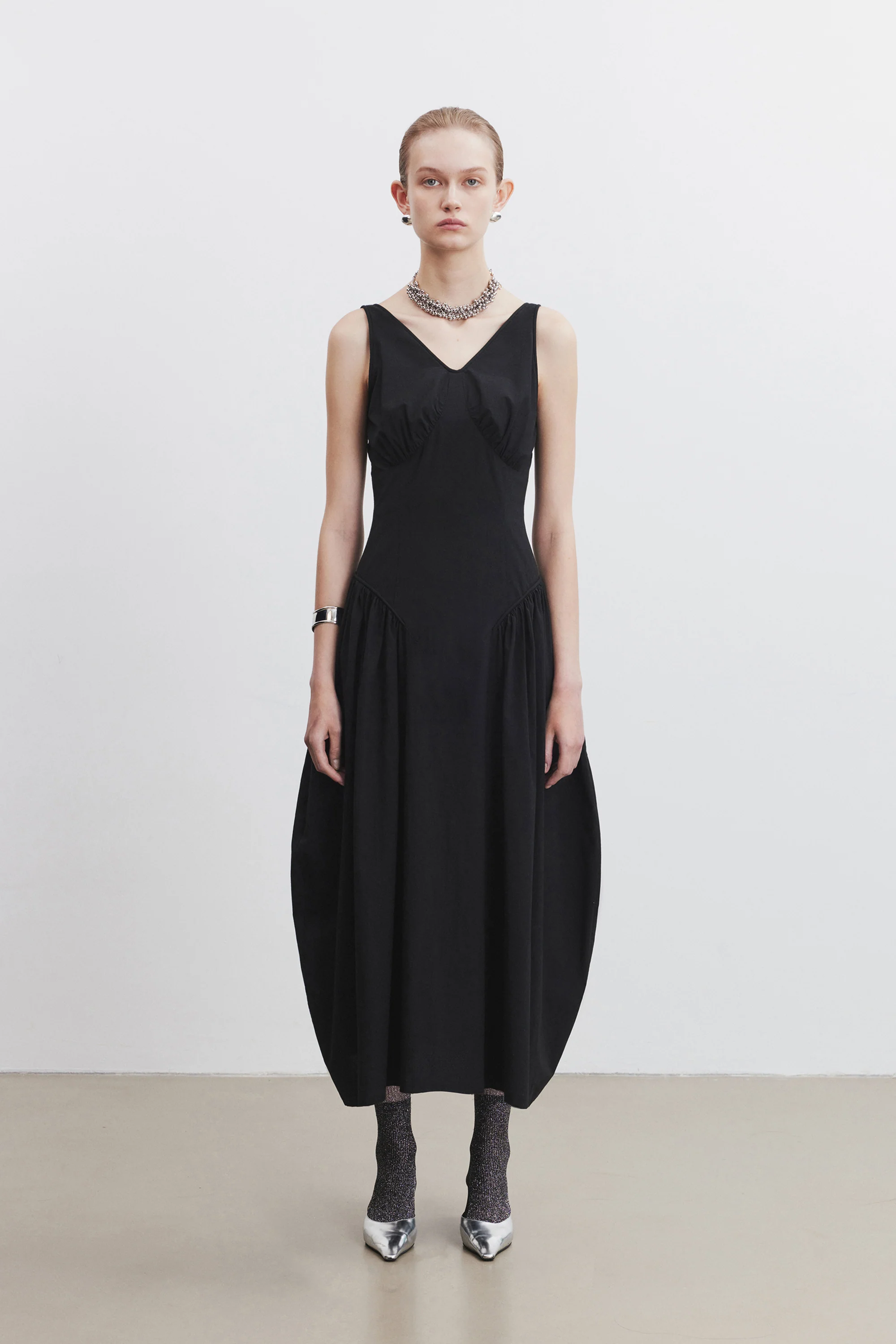 Gathered Backless Cotton Dress - Image 3