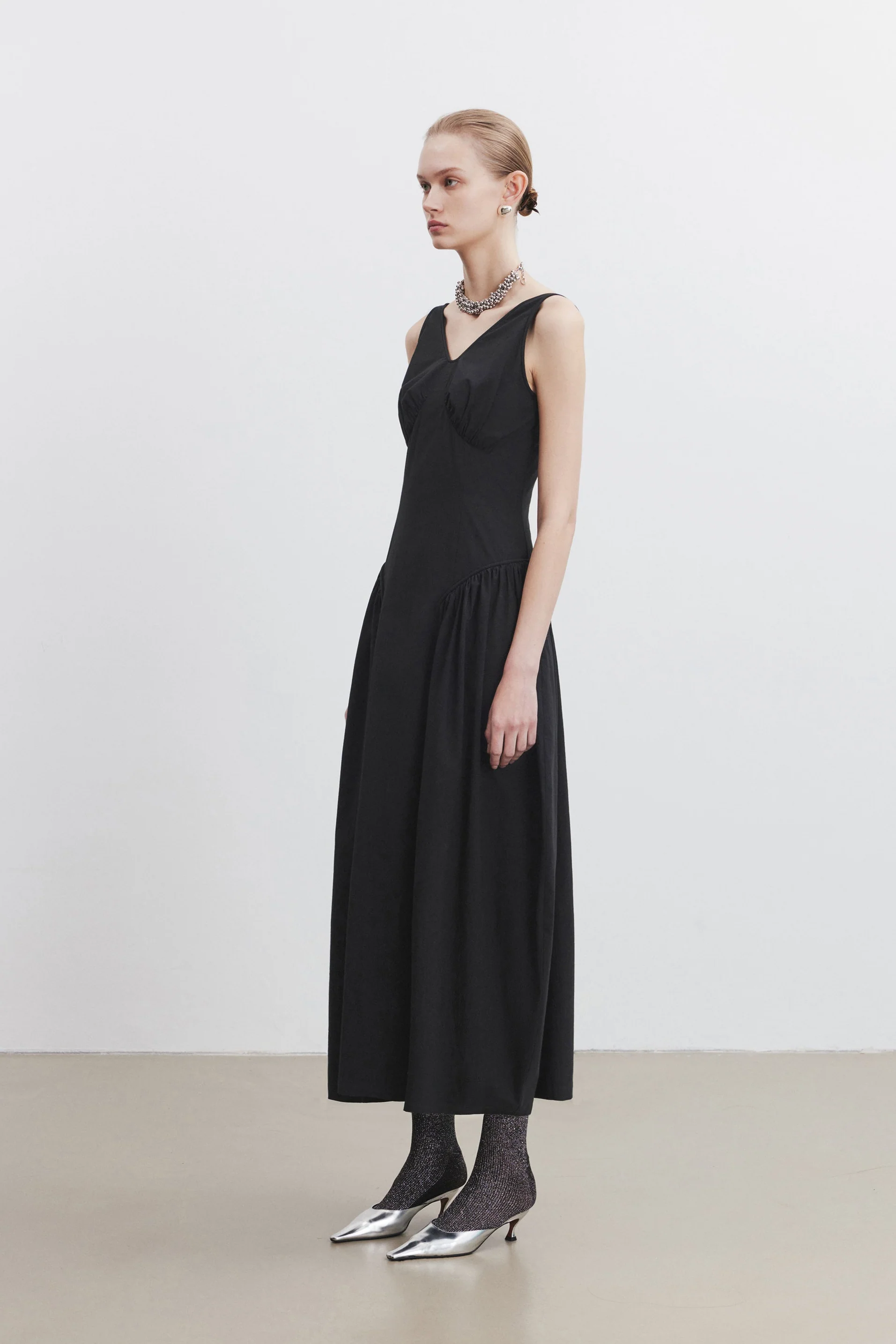 Gathered Backless Cotton Dress - Image 4