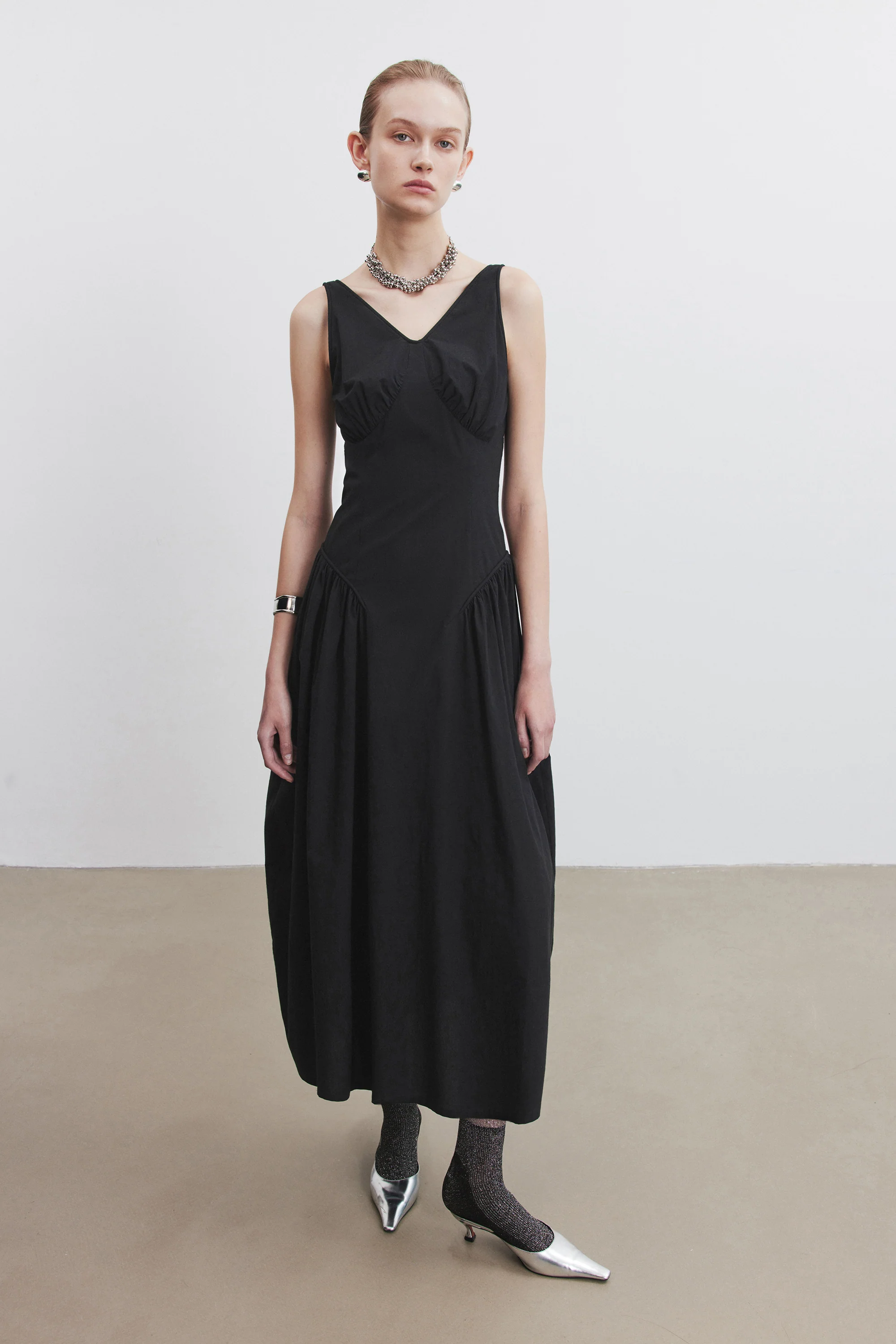 Gathered Backless Cotton Dress - Image 5