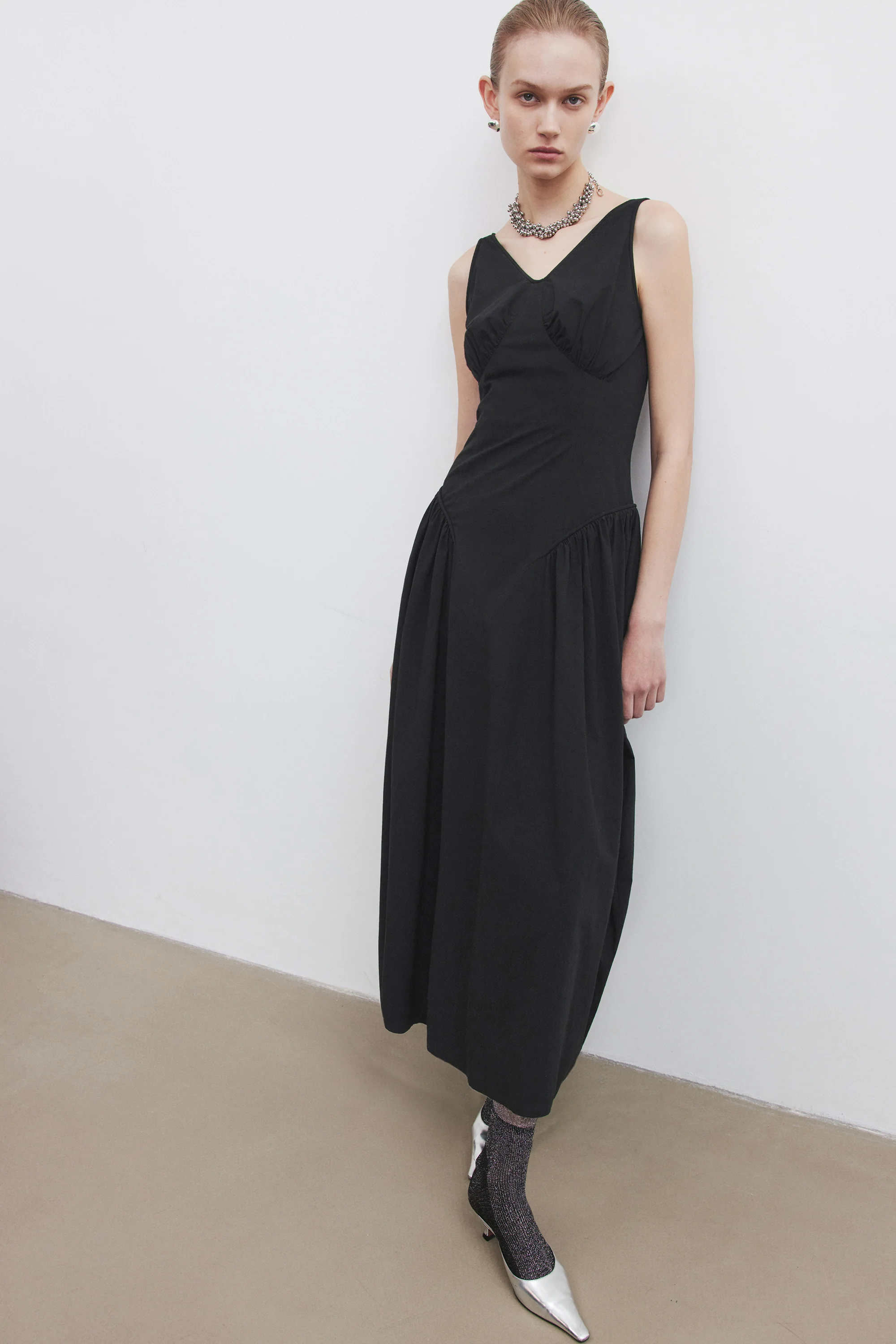 Gathered Backless Cotton Dress - Image 6