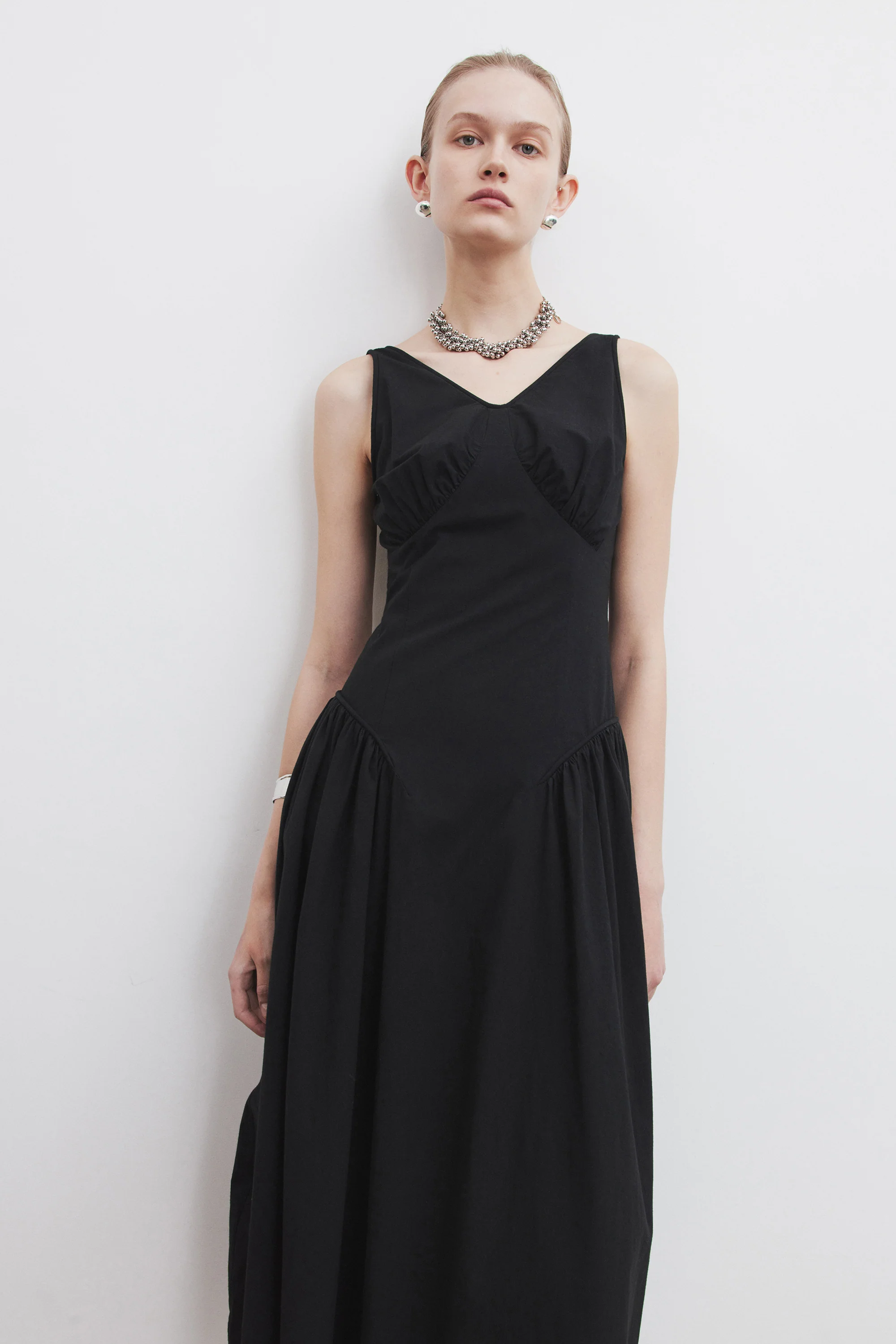 Gathered Backless Cotton Dress - Image 7