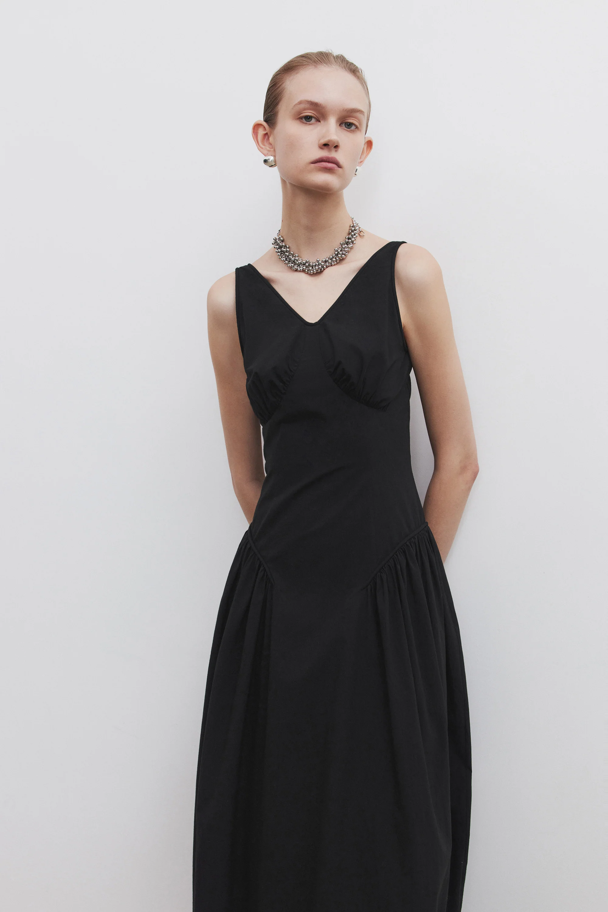 Gathered Backless Cotton Dress - Image 8