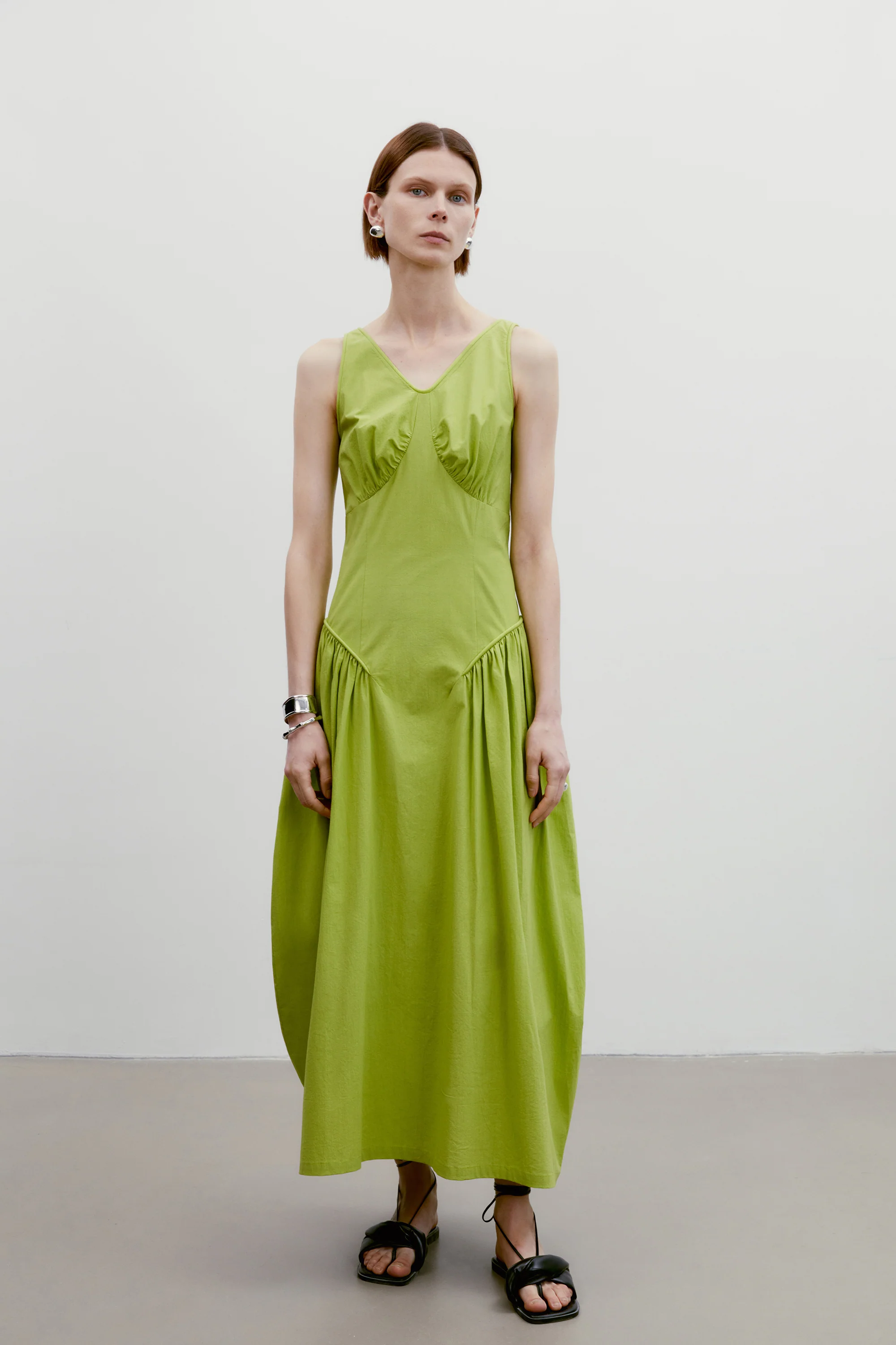 Gathered Backless Cotton Dress - Image 9