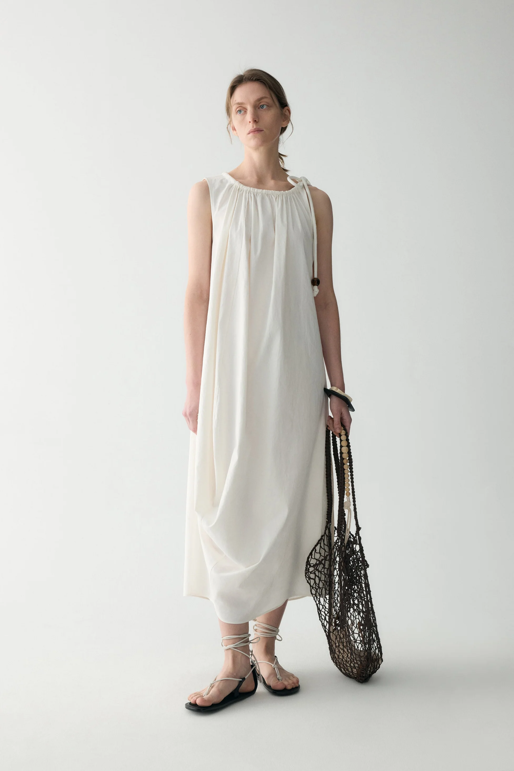 Gathered Cotton-linen Dress