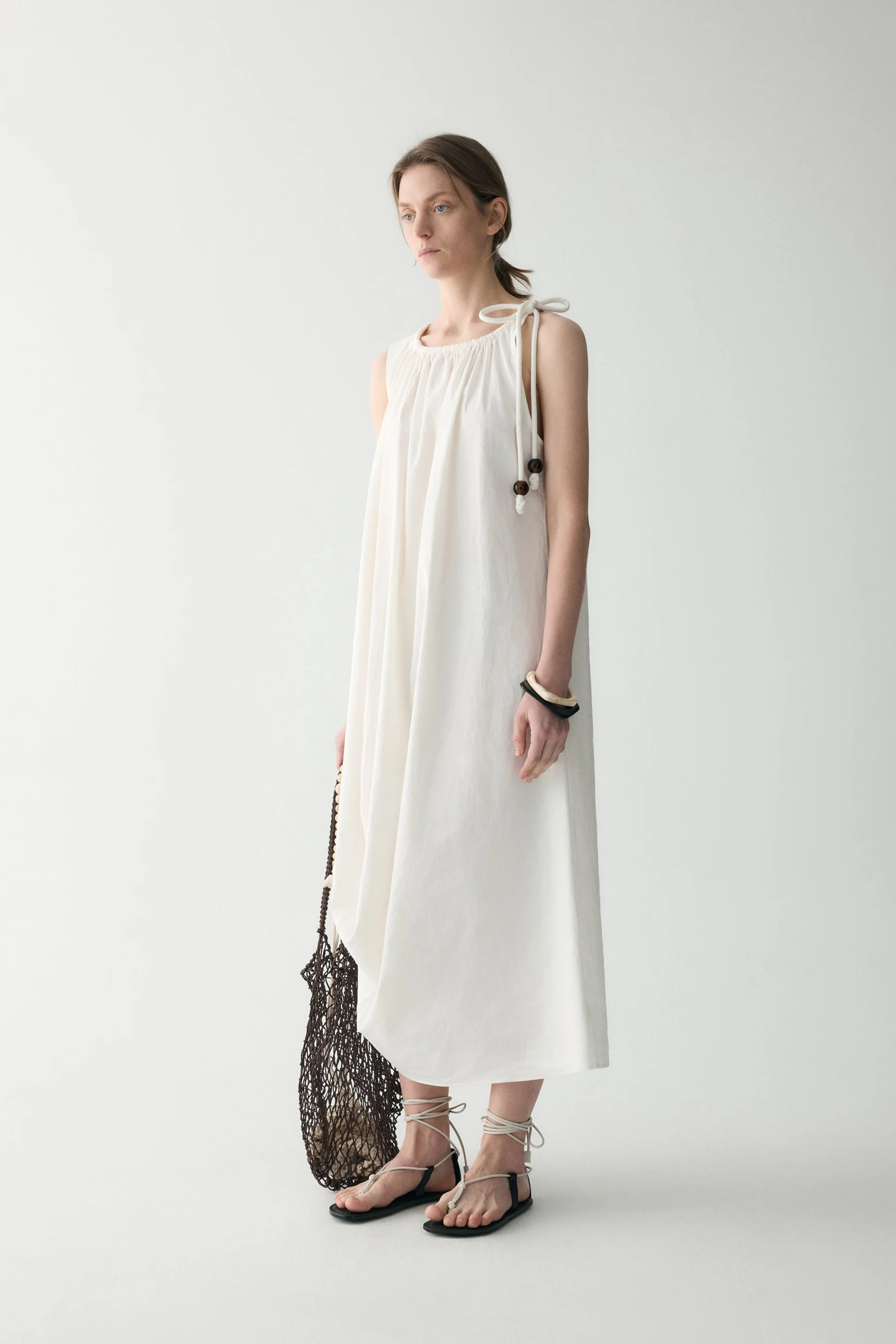 Gathered Cotton-linen Dress - Image 19