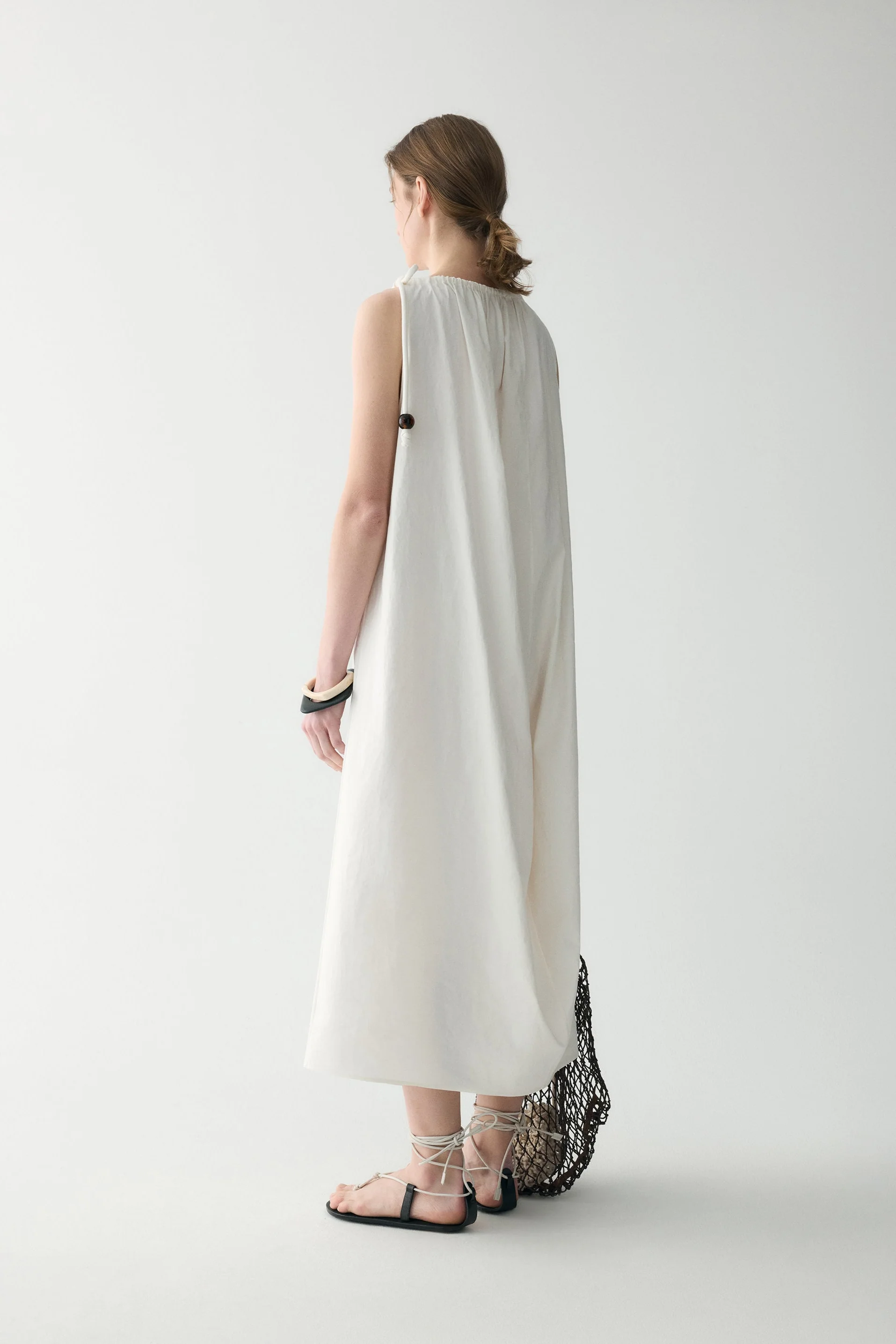 Gathered Cotton-linen Dress - Image 20