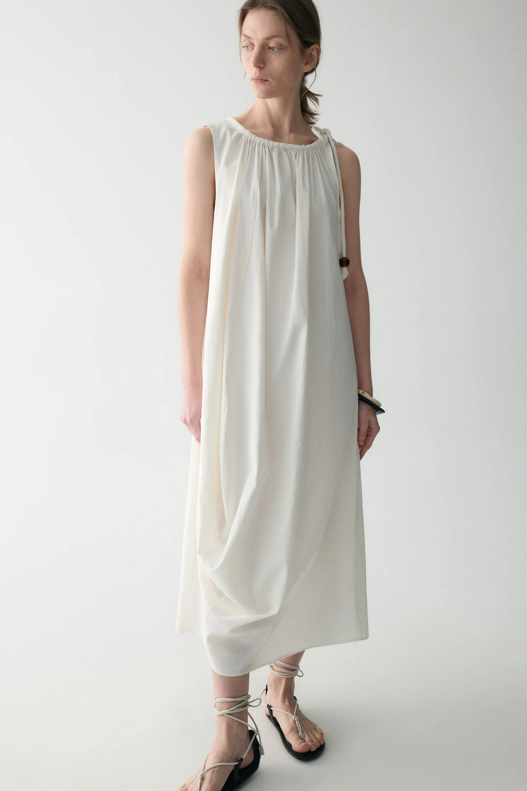 Gathered Cotton-linen Dress - Image 22
