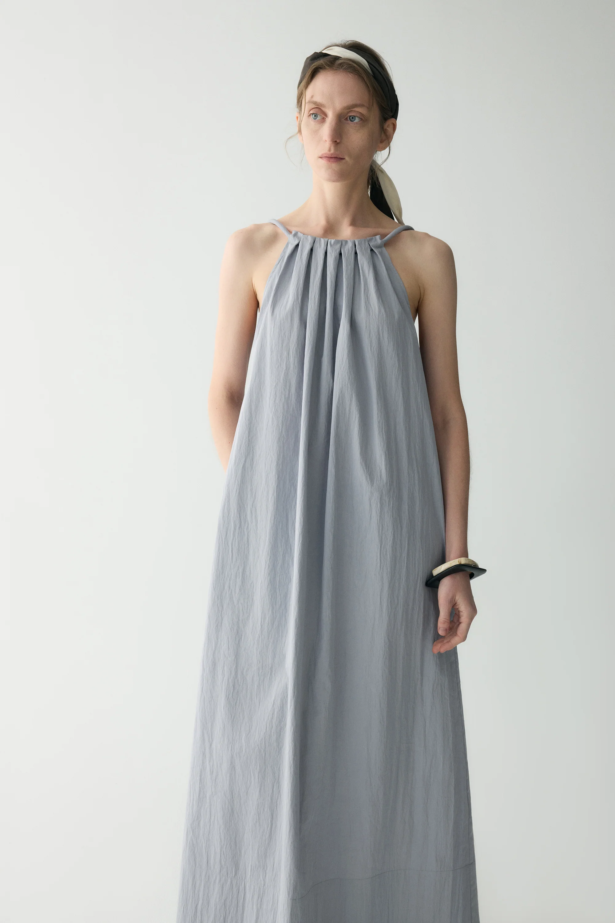 Gathered Halterneck Cotton Dress - Image 11