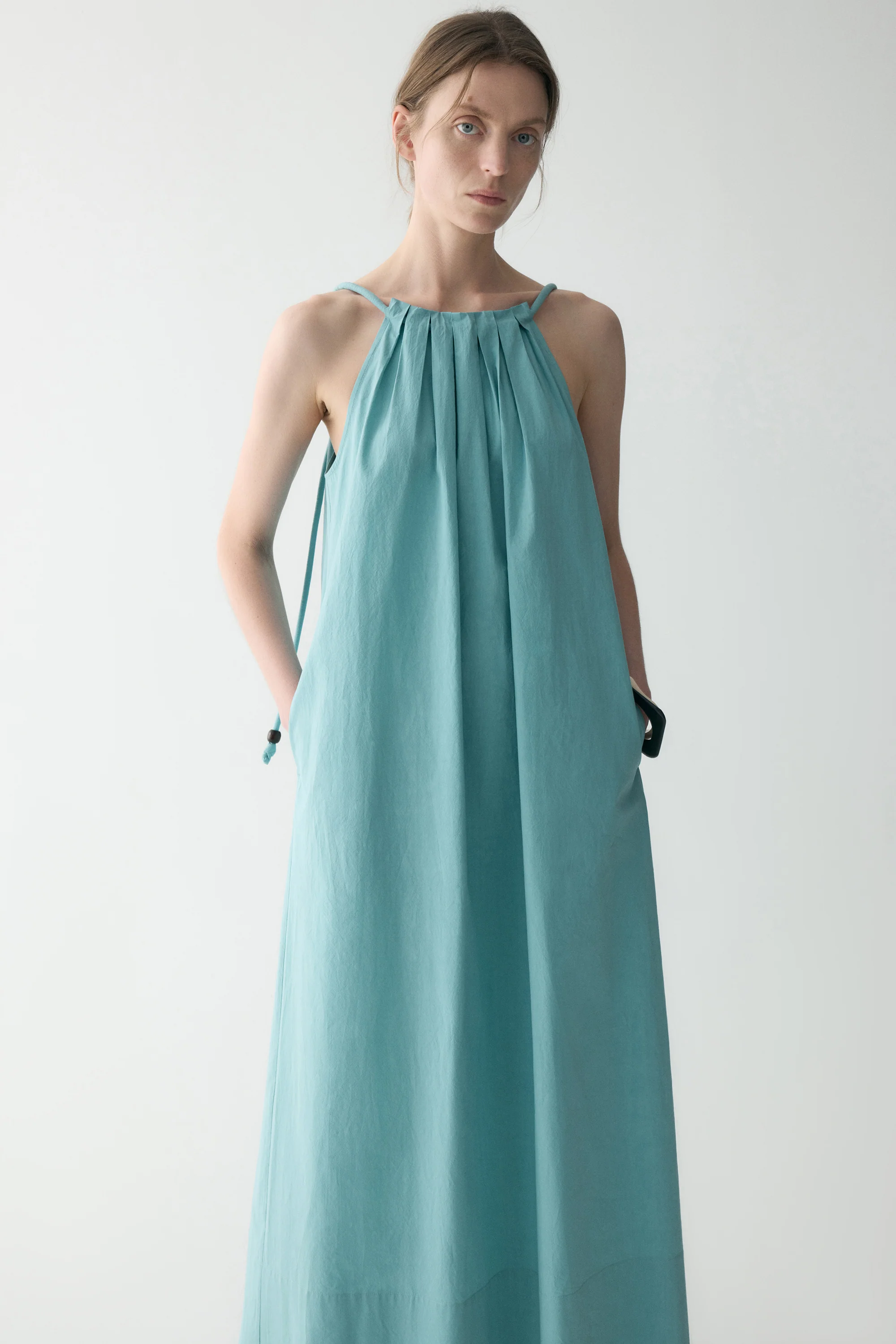 Gathered Halterneck Cotton Dress - Image 16