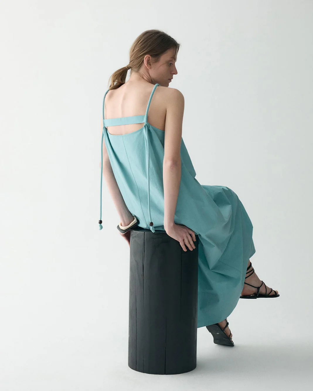 Gathered Halterneck Cotton Dress - Image 17