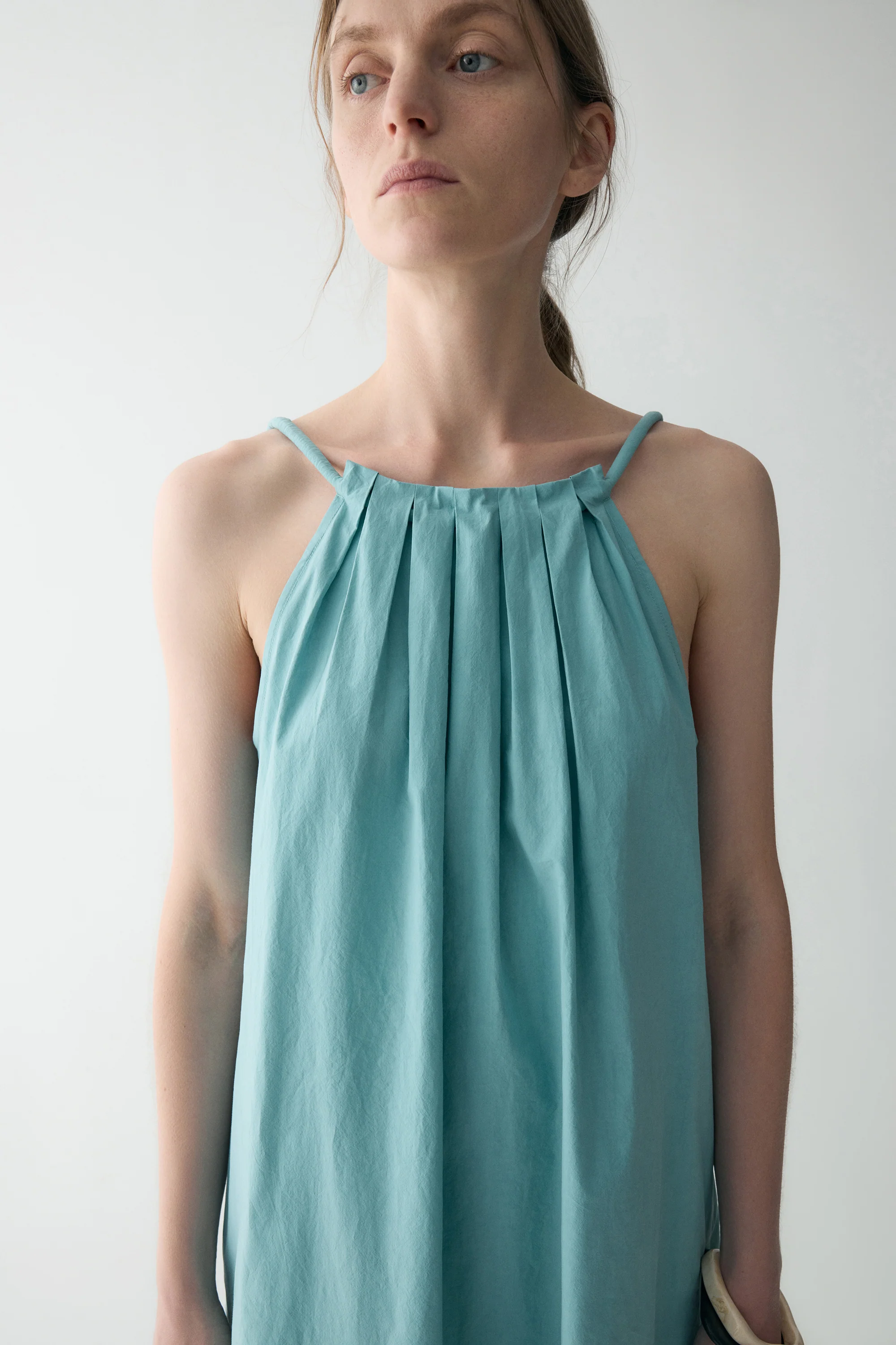 Gathered Halterneck Cotton Dress - Image 21