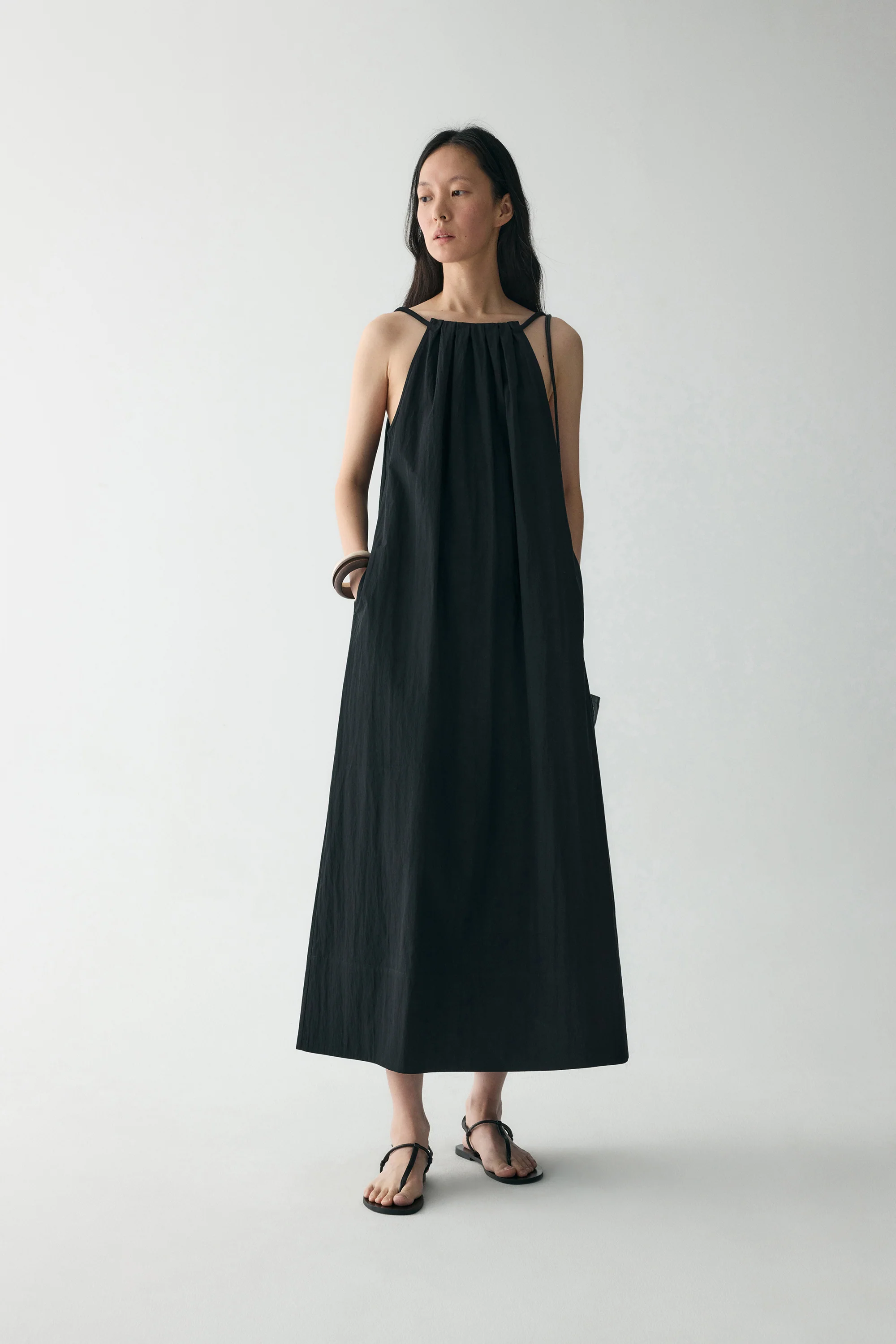 Gathered Halterneck Cotton Dress - Image 4
