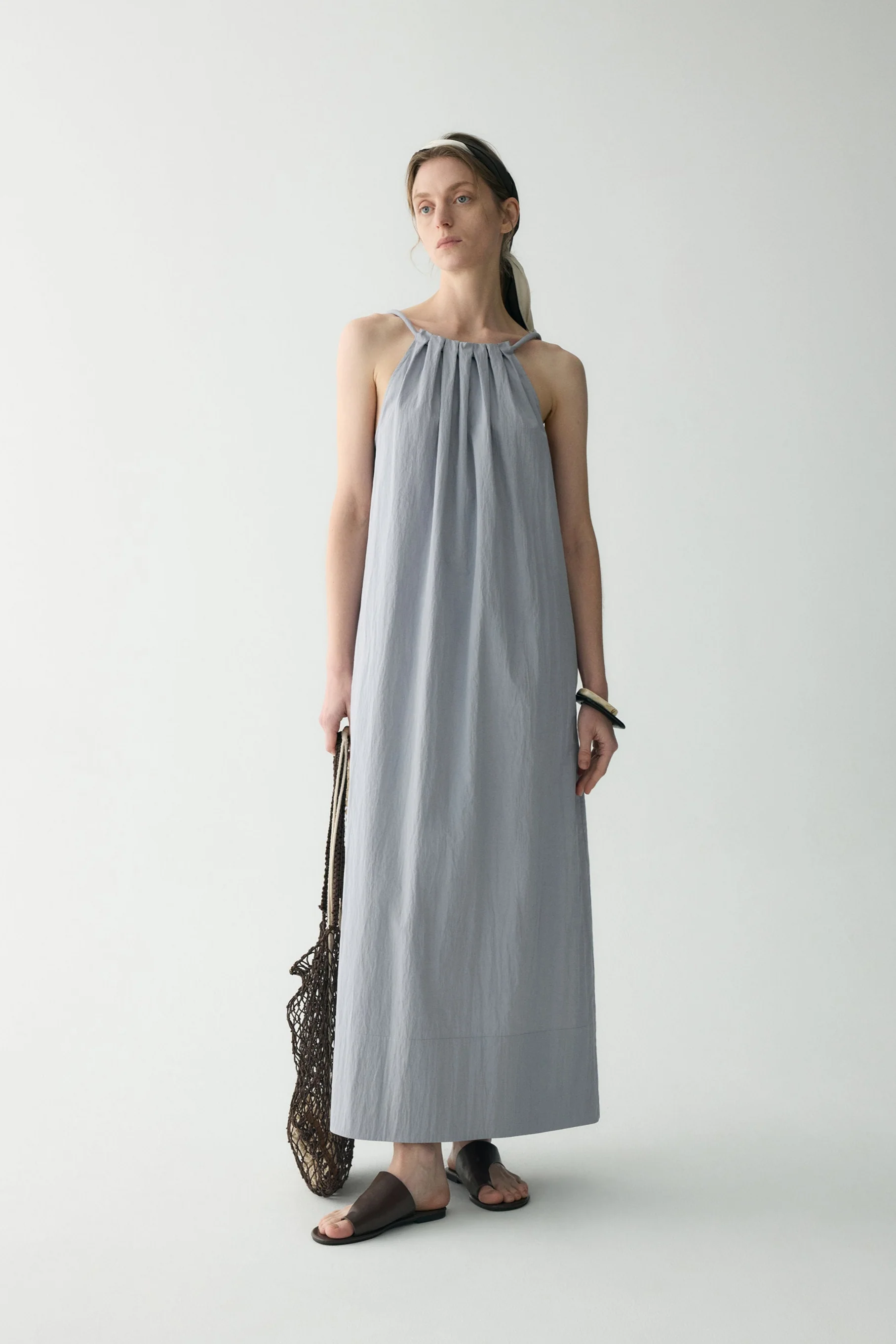 Gathered Halterneck Cotton Dress - Image 9