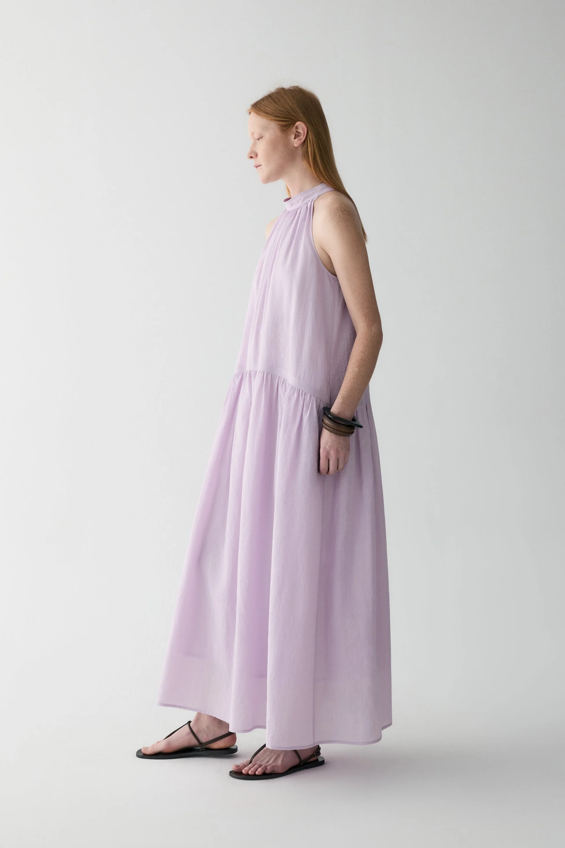 Gathered Halterneck Linen Dress - Image 4