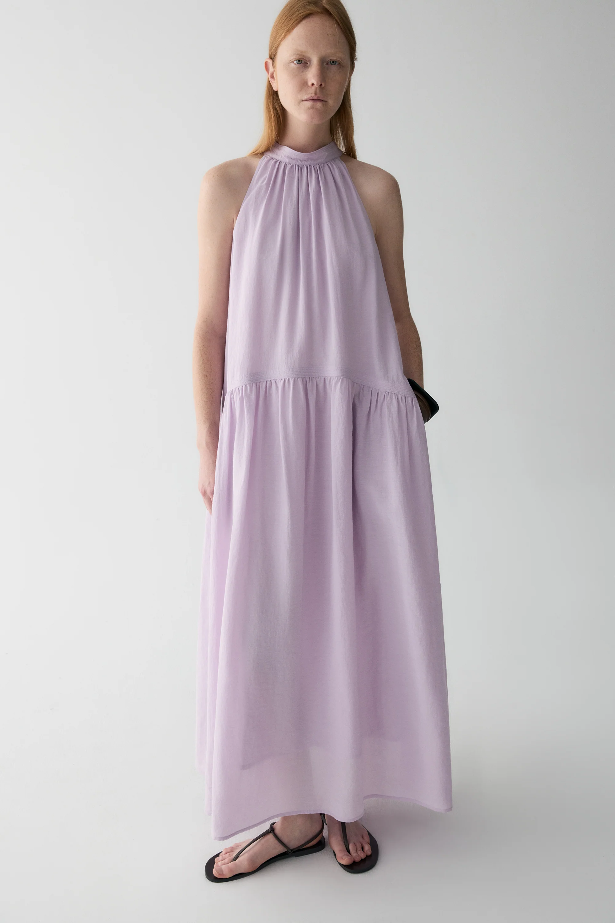 Gathered Halterneck Linen Dress - Image 6