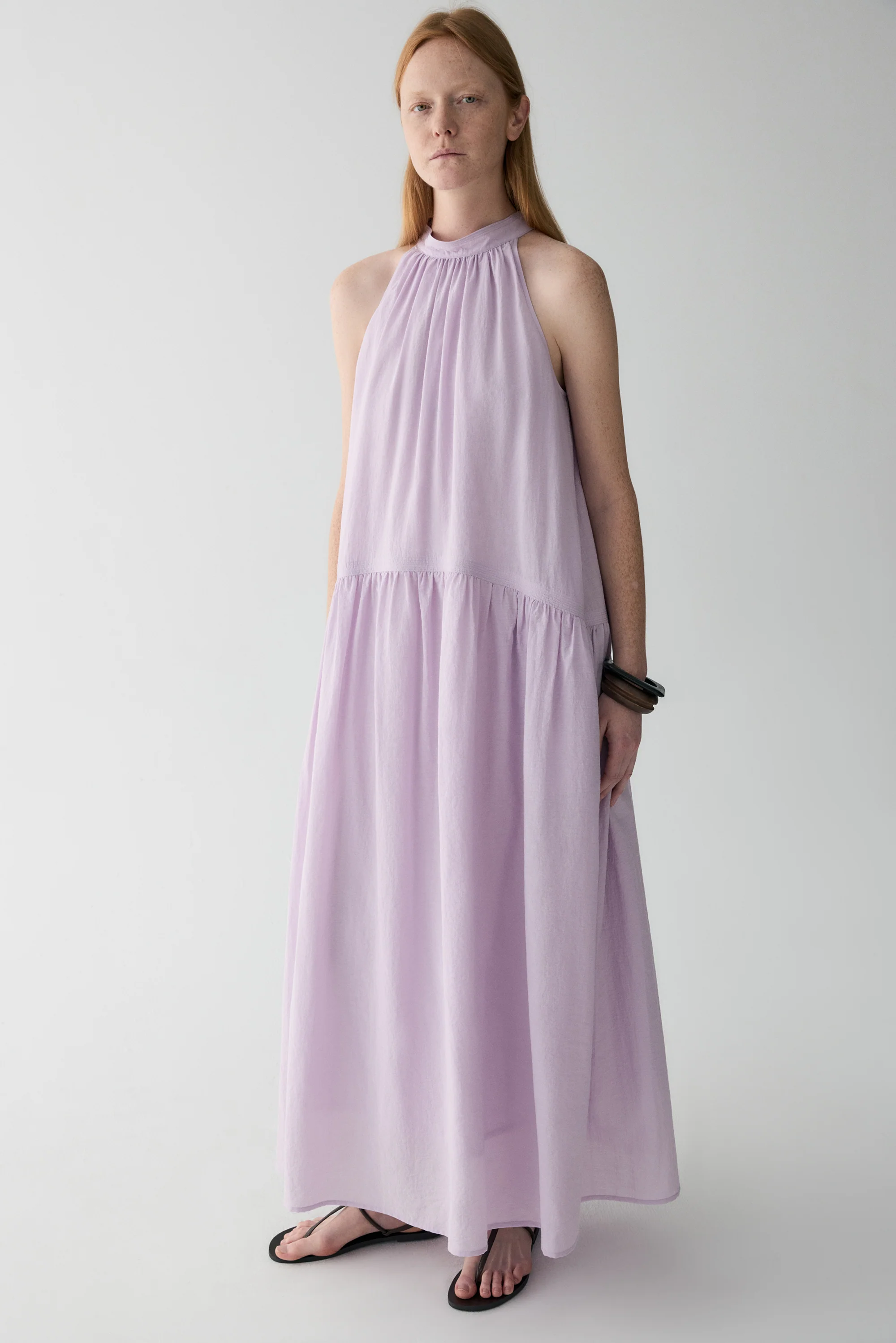 Gathered Halterneck Linen Dress - Image 7