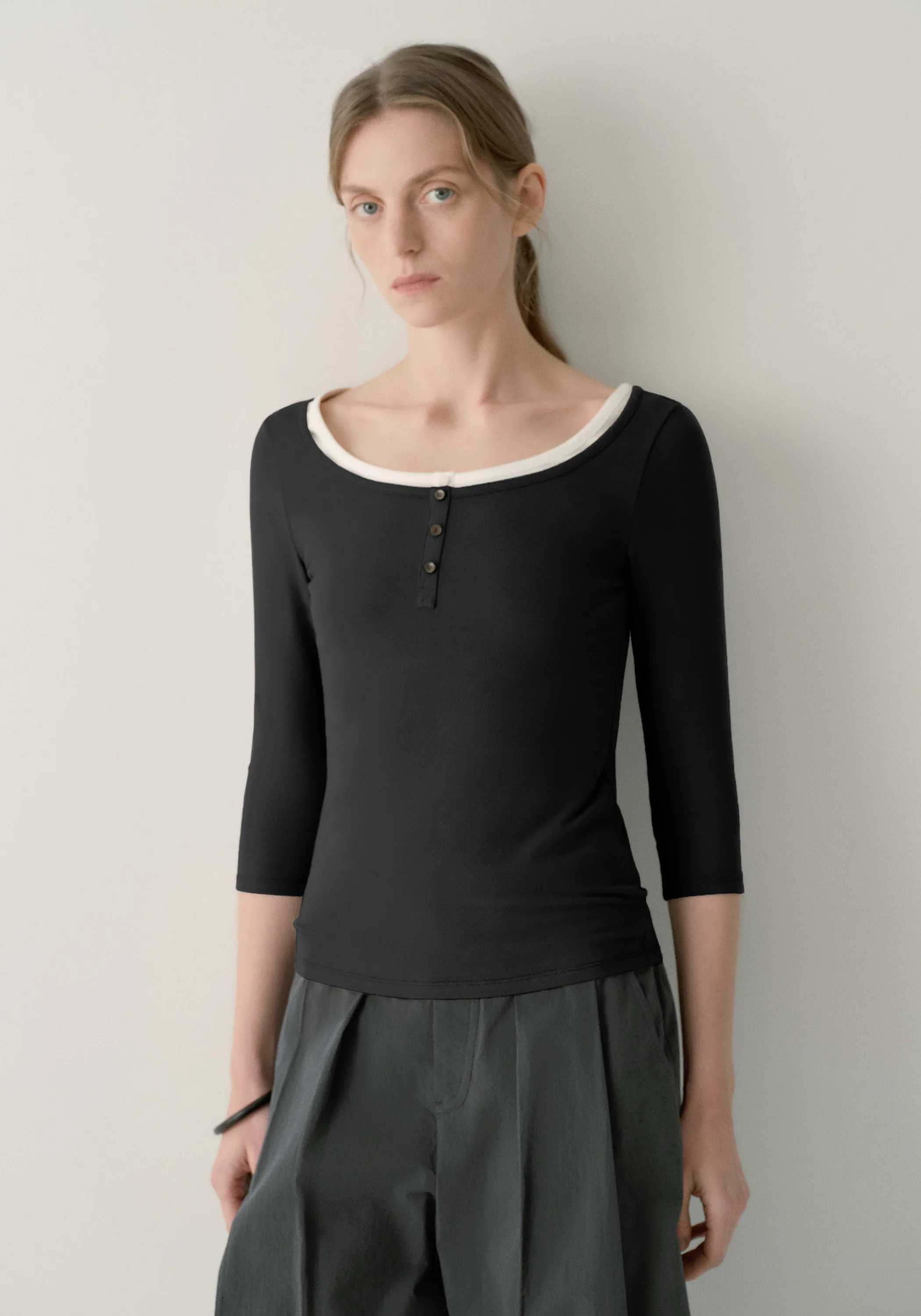 Henley Collar Half-sleeve T-shirt - Image 15