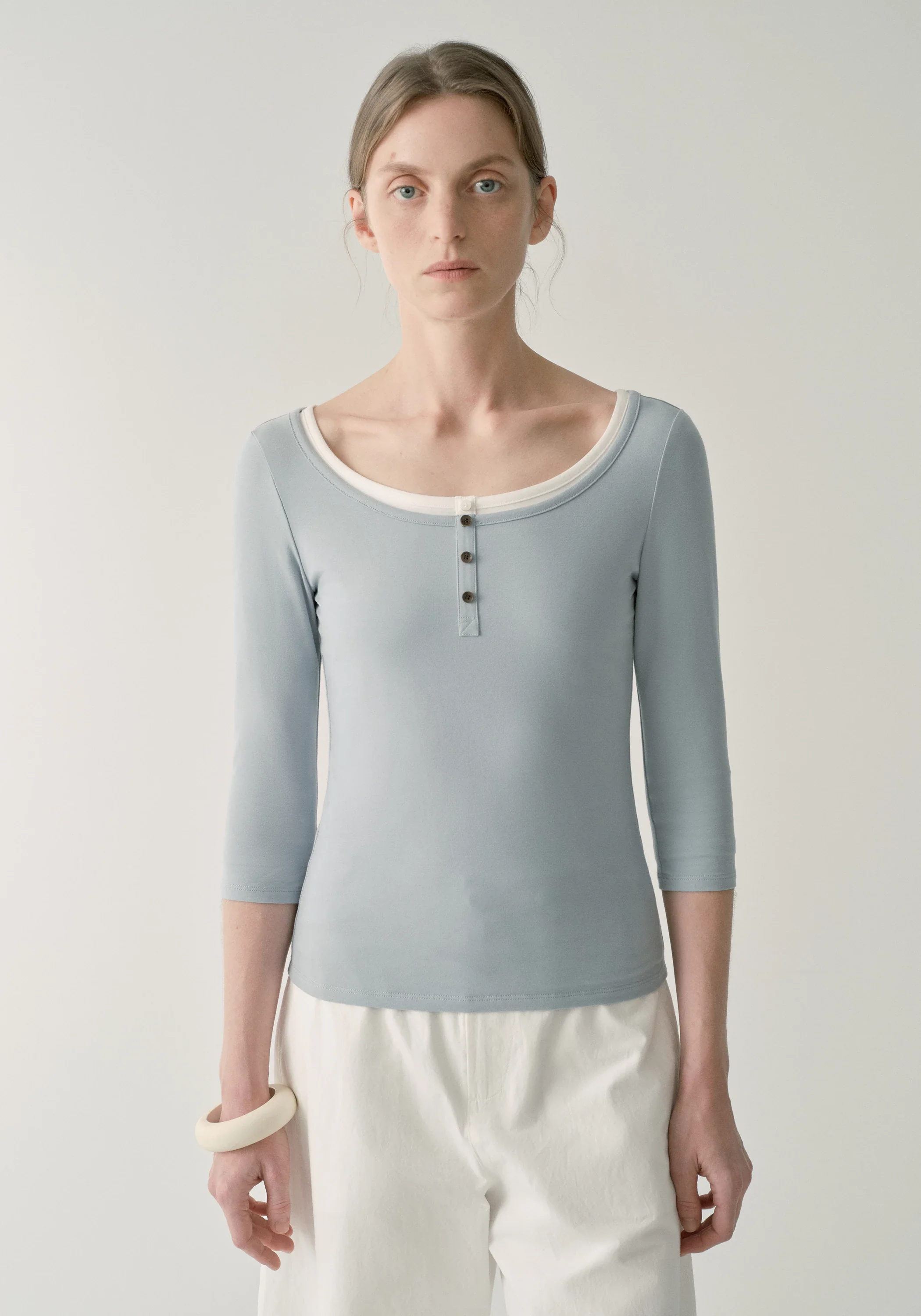 Henley Collar Half-sleeve T-shirt - Image 16