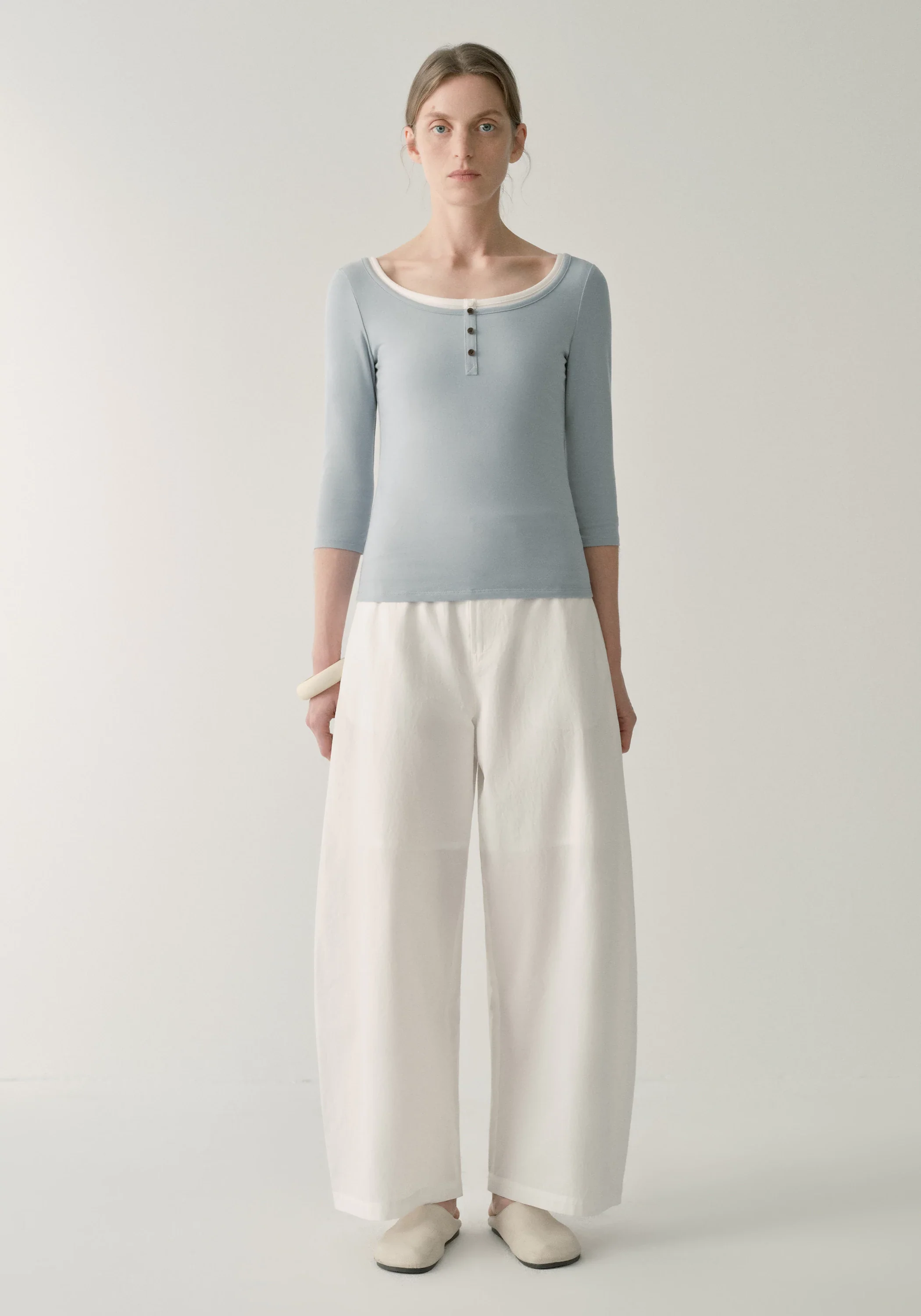 Henley Collar Half-sleeve T-shirt - Image 17