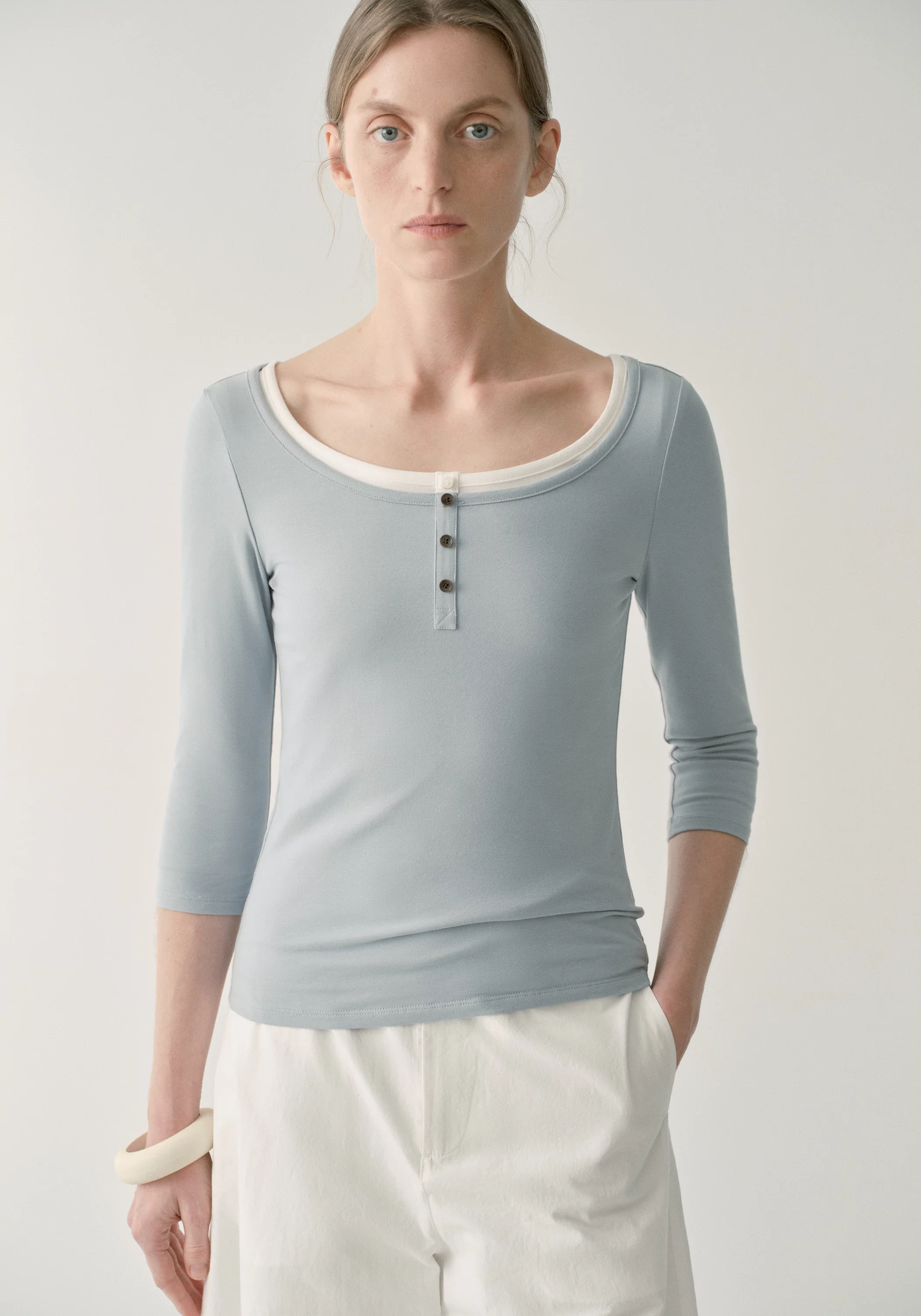 Henley Collar Half-sleeve T-shirt - Image 20