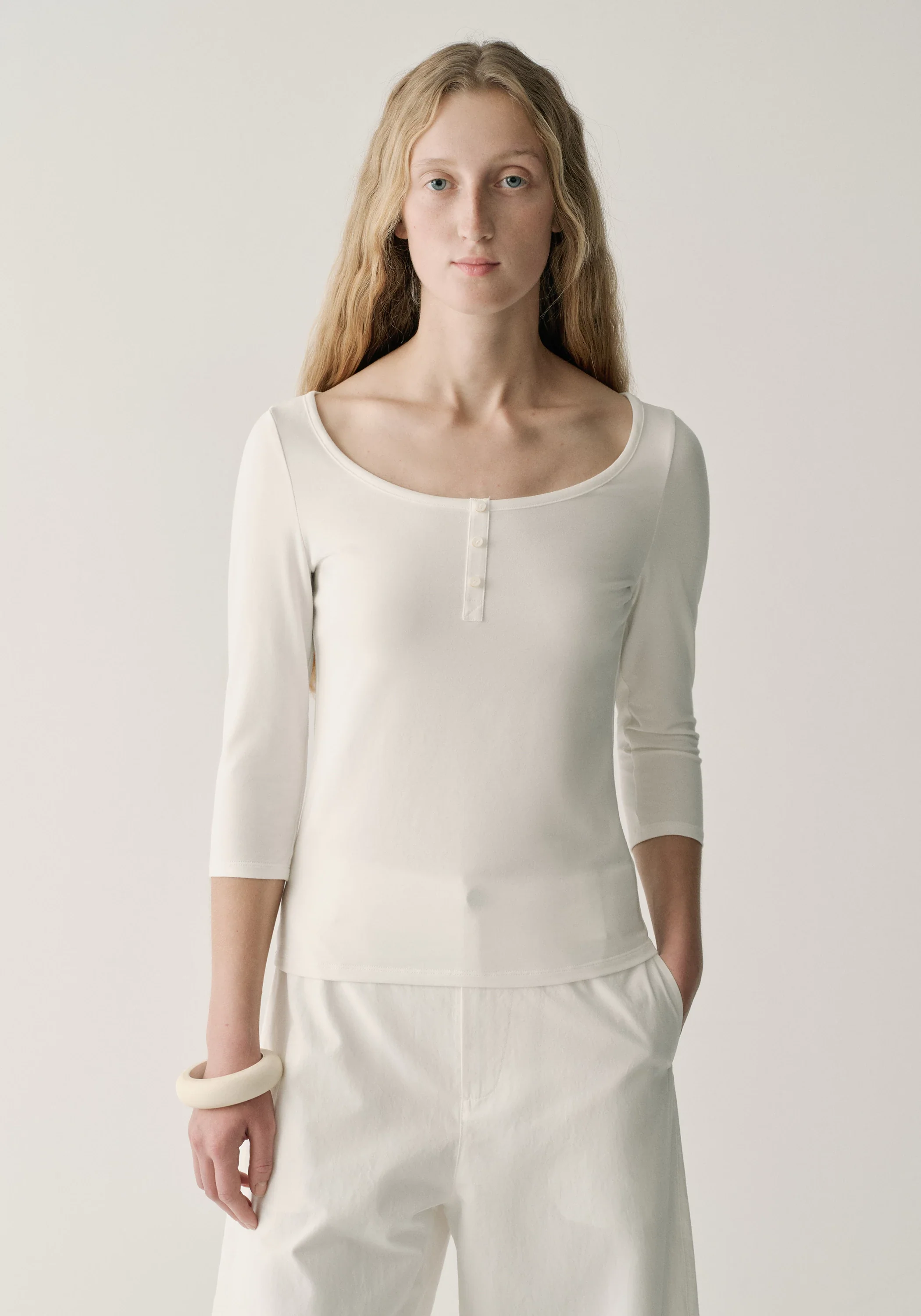 Henley Collar Half-sleeve T-shirt - Image 8