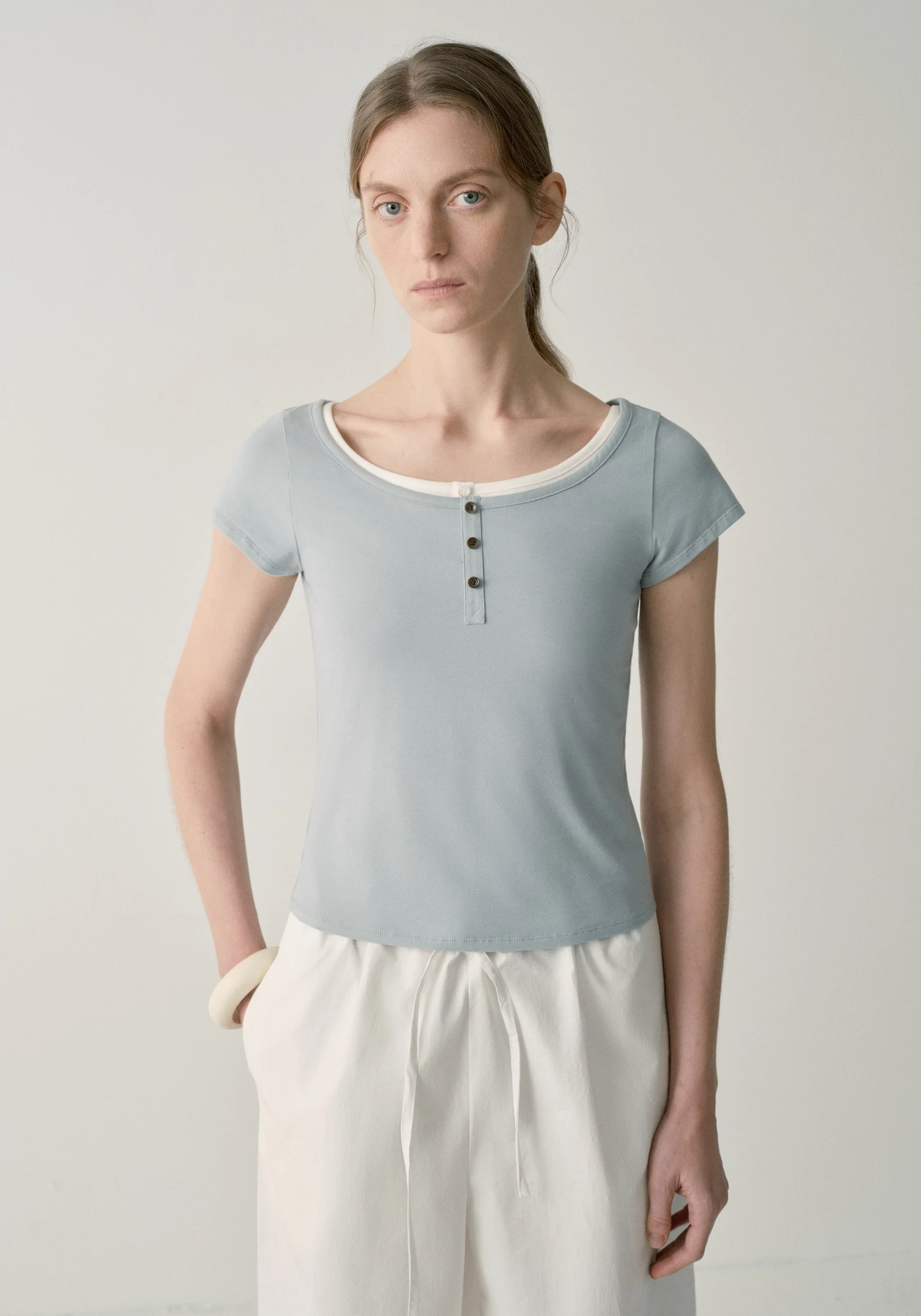 Henley Collar T-shirt - Image 13