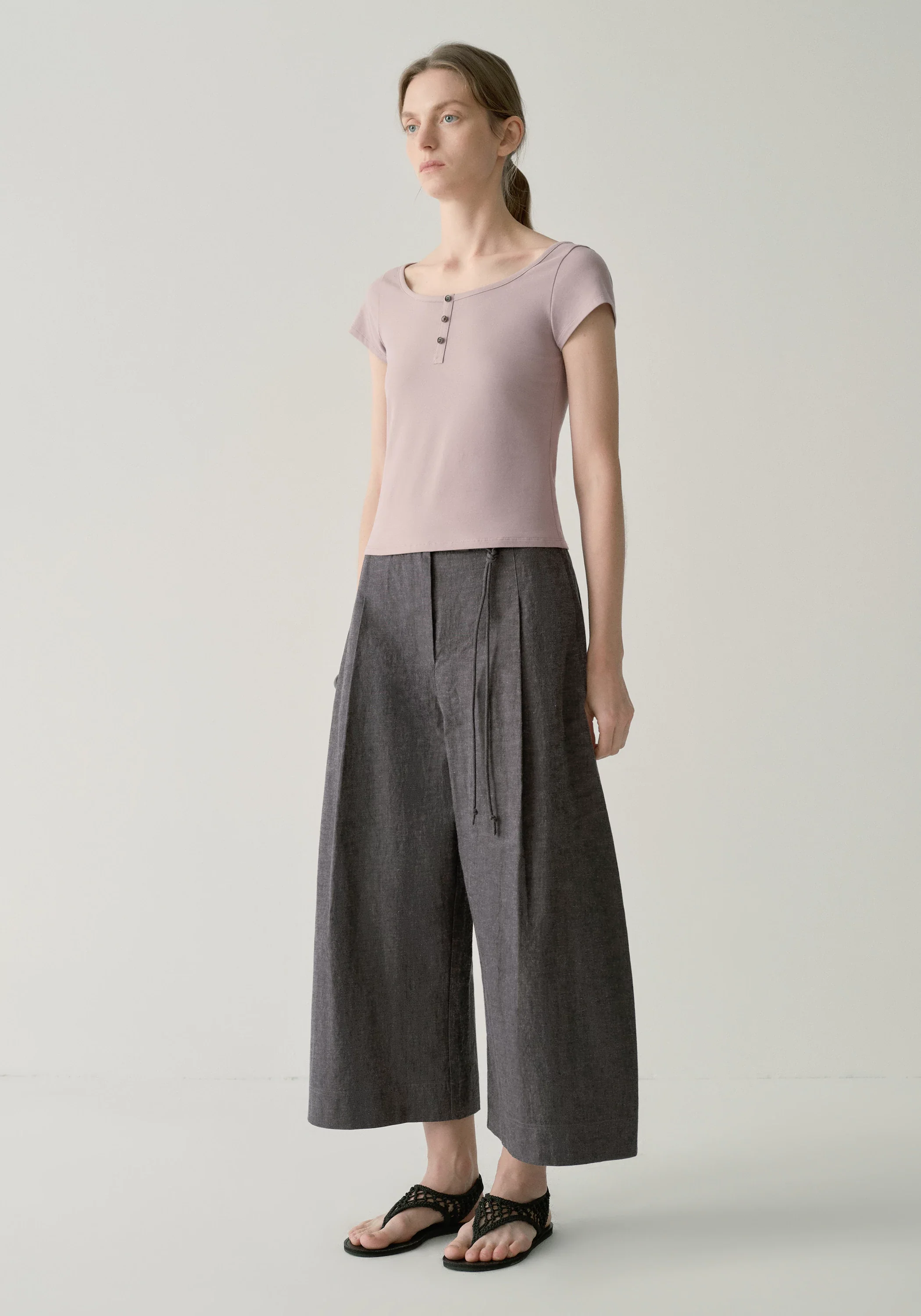 Henley Collar T-shirt - Image 23