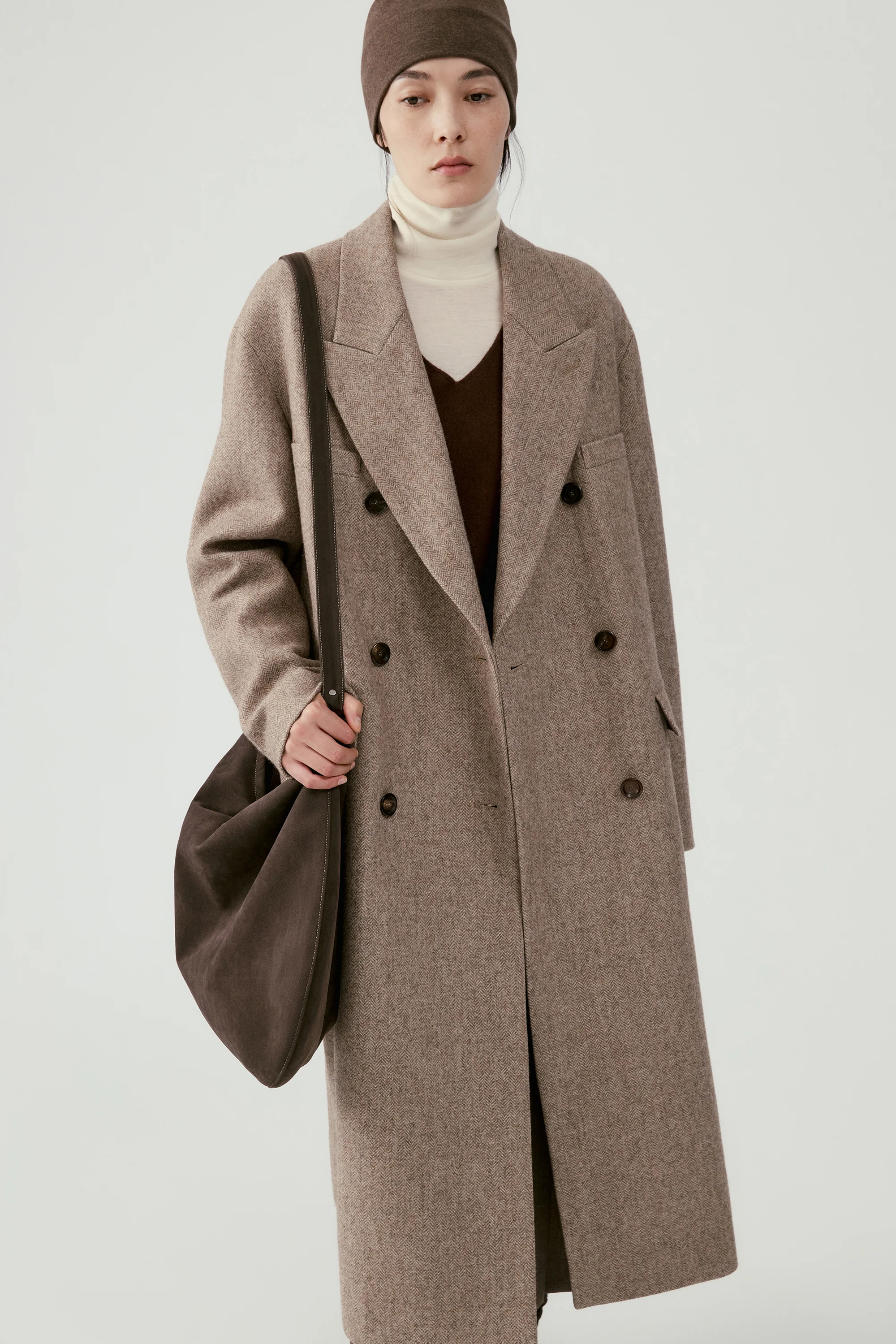Herringbone Wool Coat - Image 11