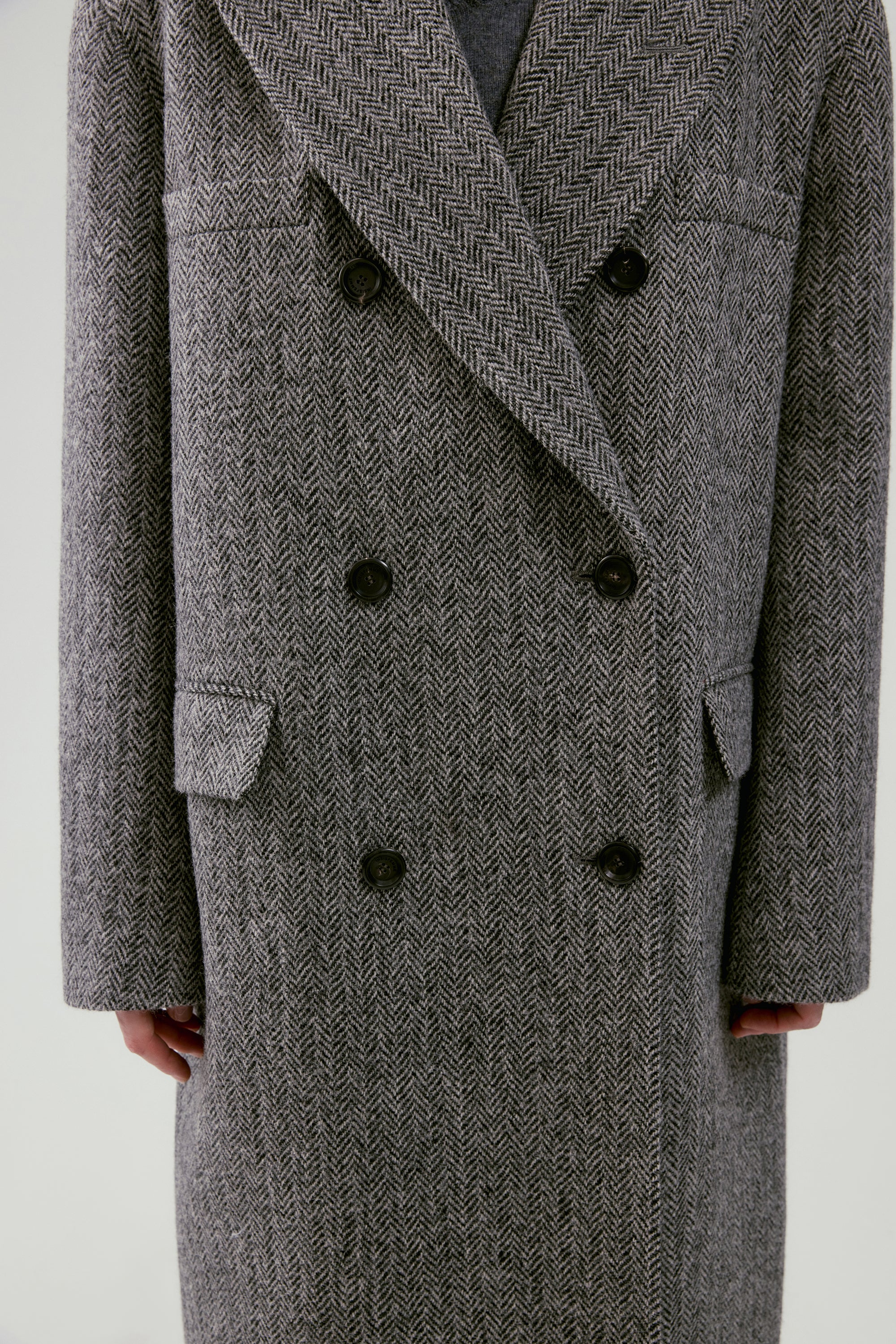Herringbone Wool Coat - Image 15