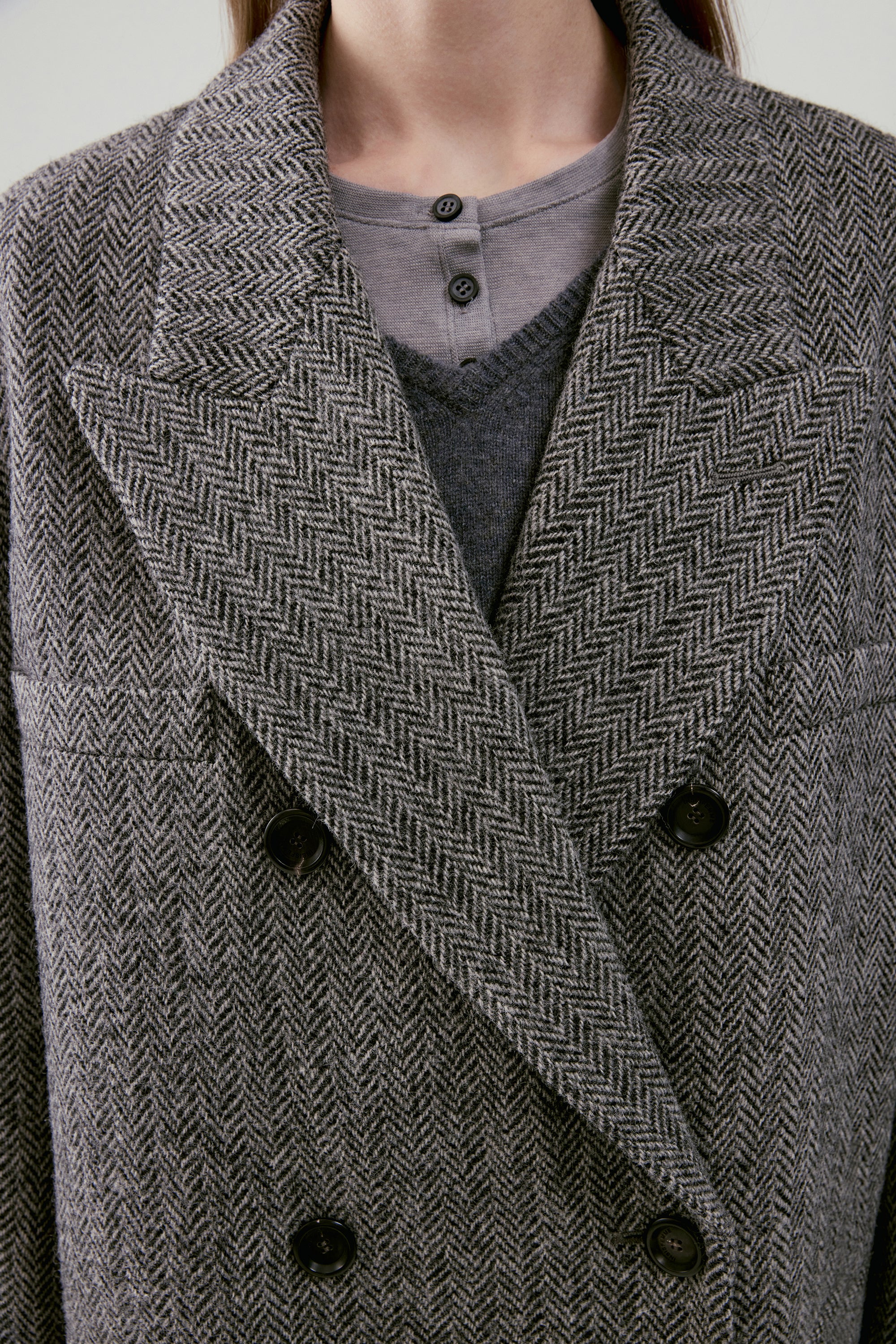 Herringbone Wool Coat - Image 16