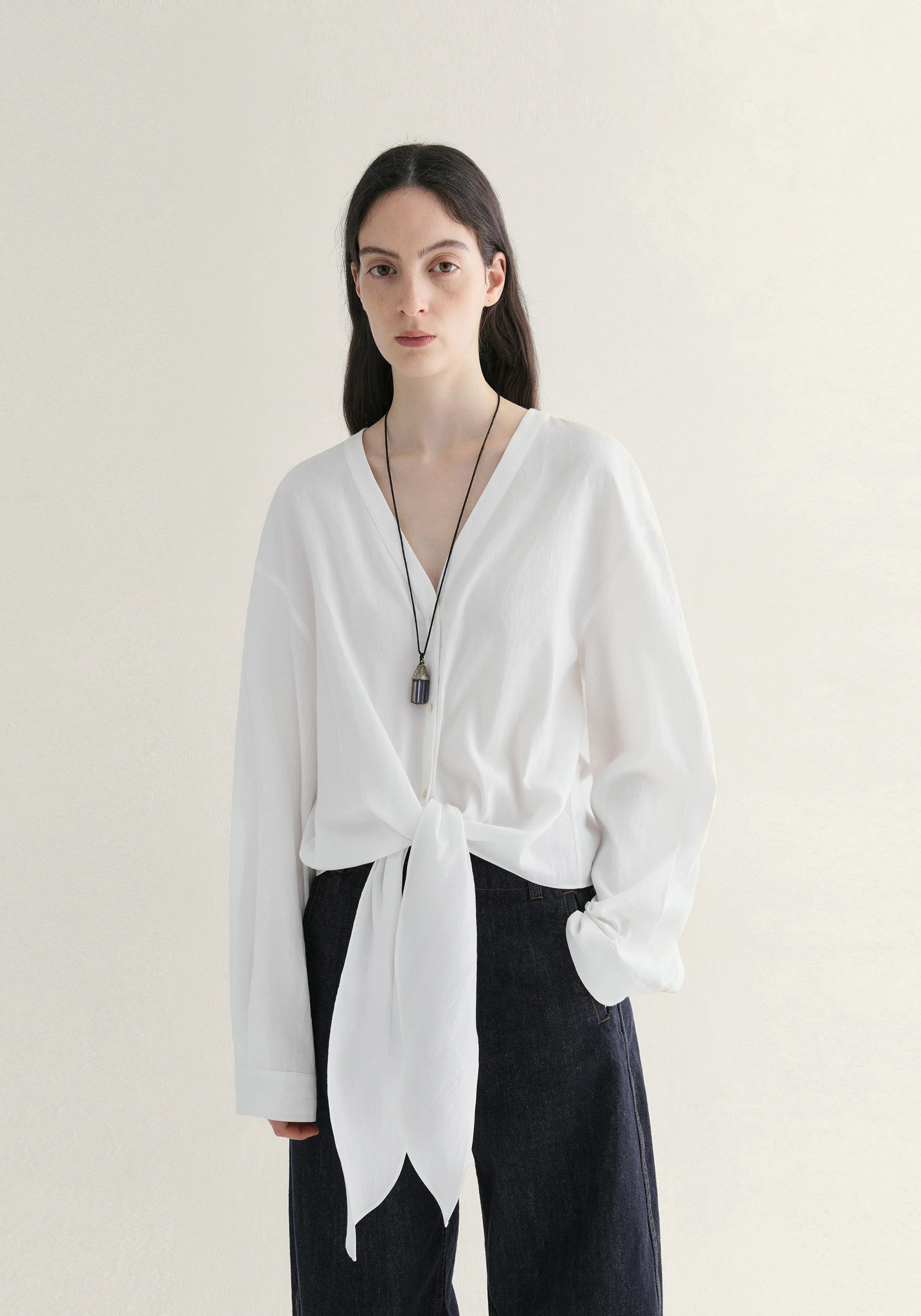 Knot-detail Cotton Shirt - Image 3