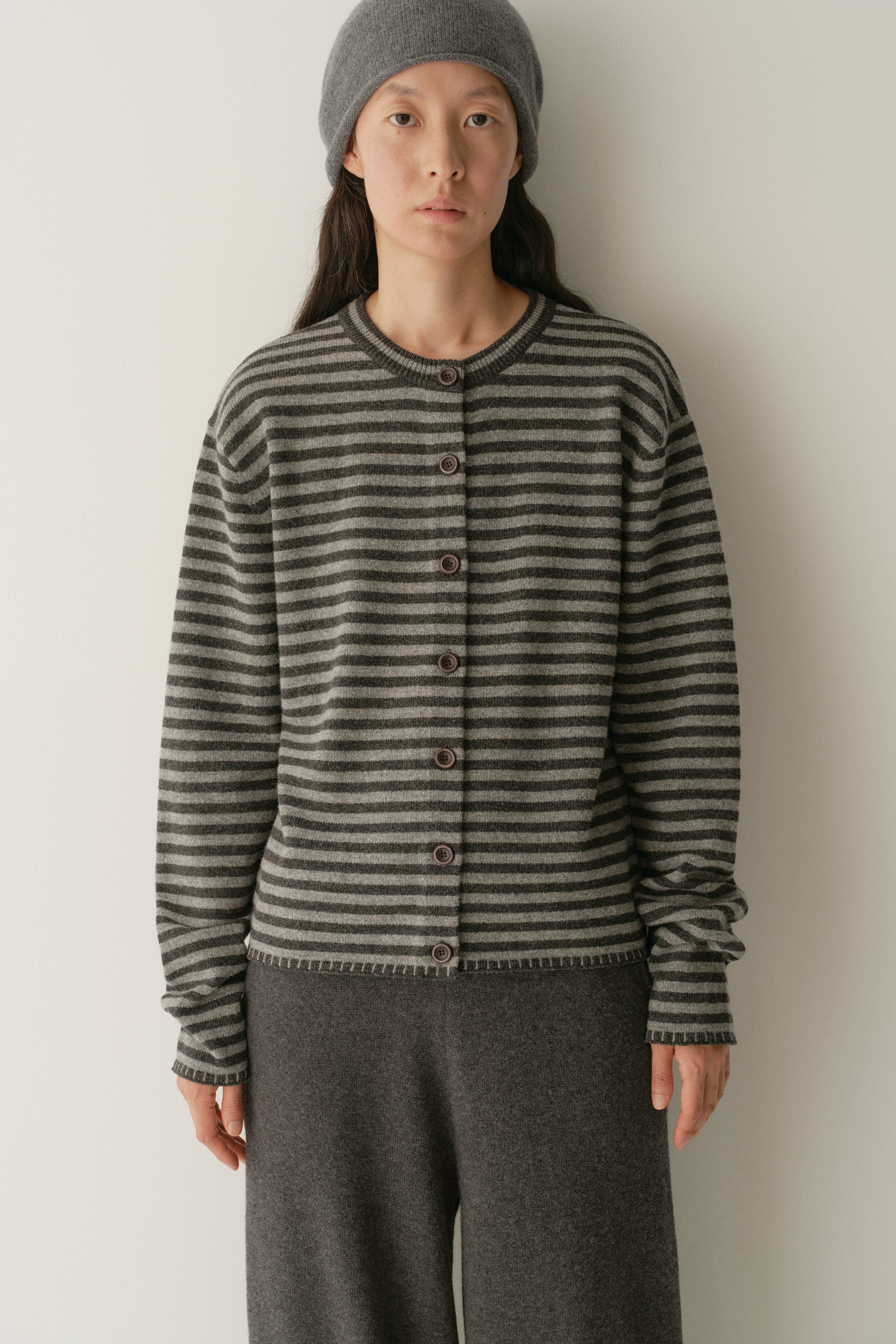 Merino Wool Striped Cardigan - Image 4