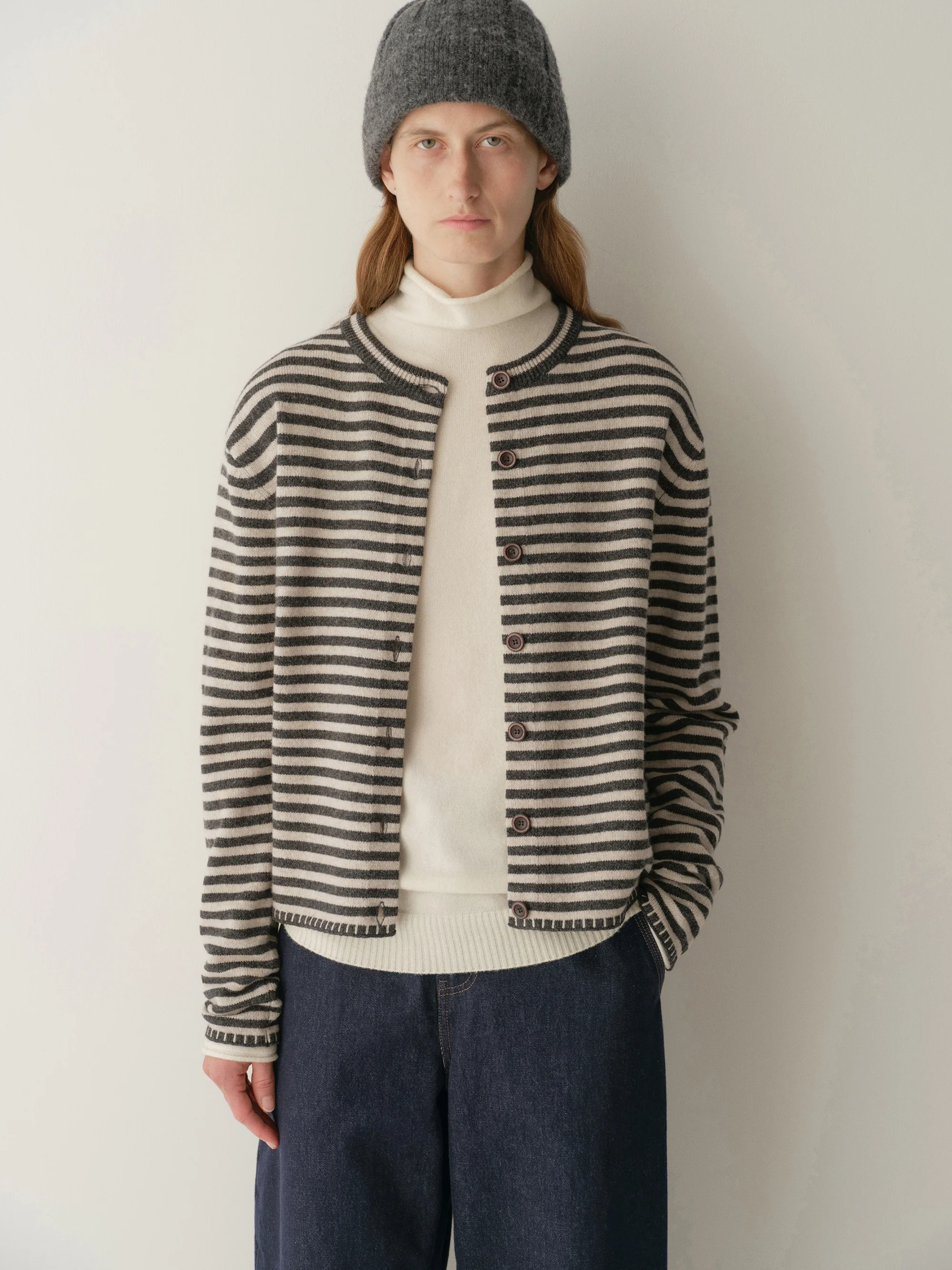 Merino Wool Striped Cardigan - Image 7