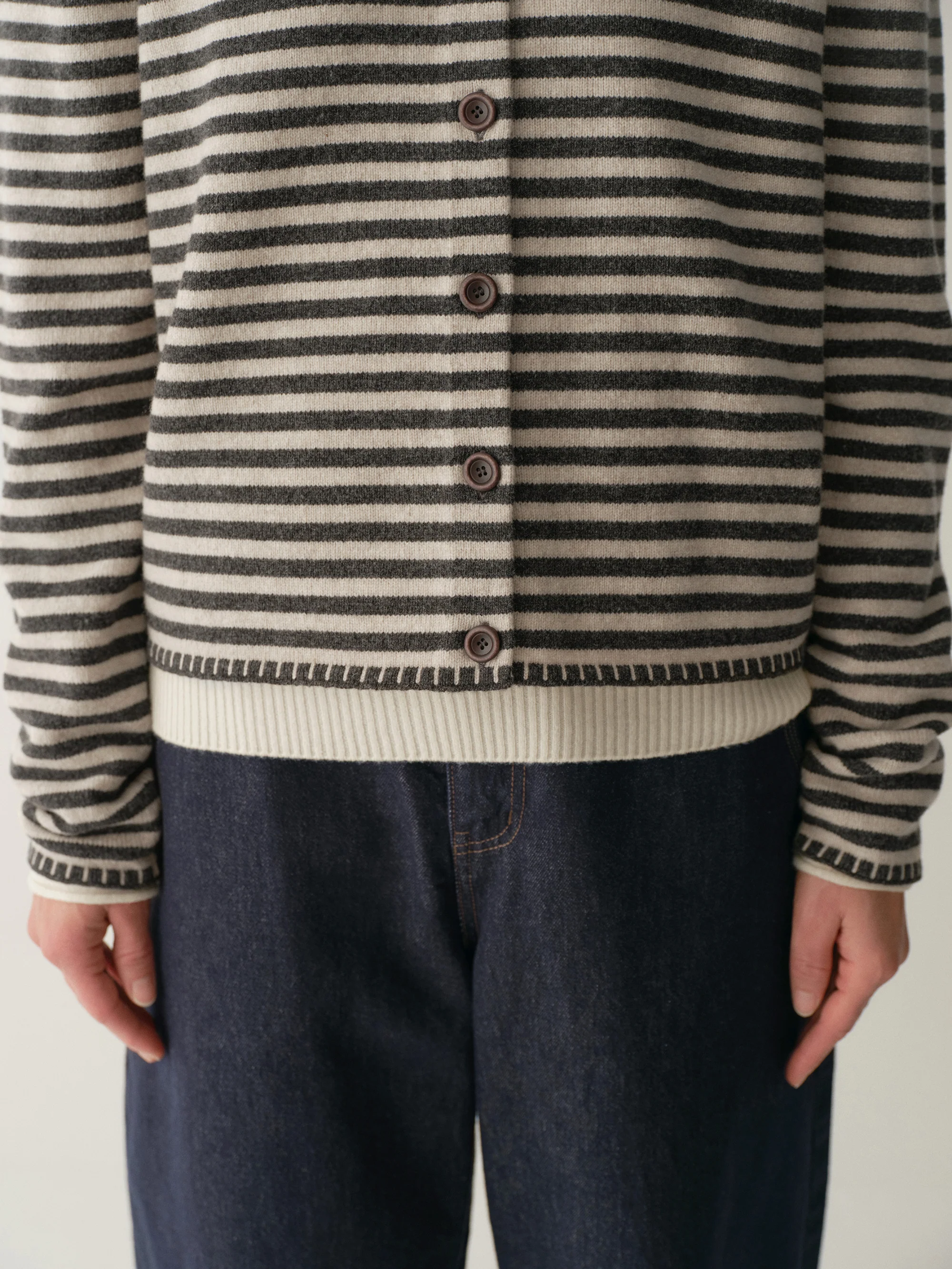Merino Wool Striped Cardigan - Image 9
