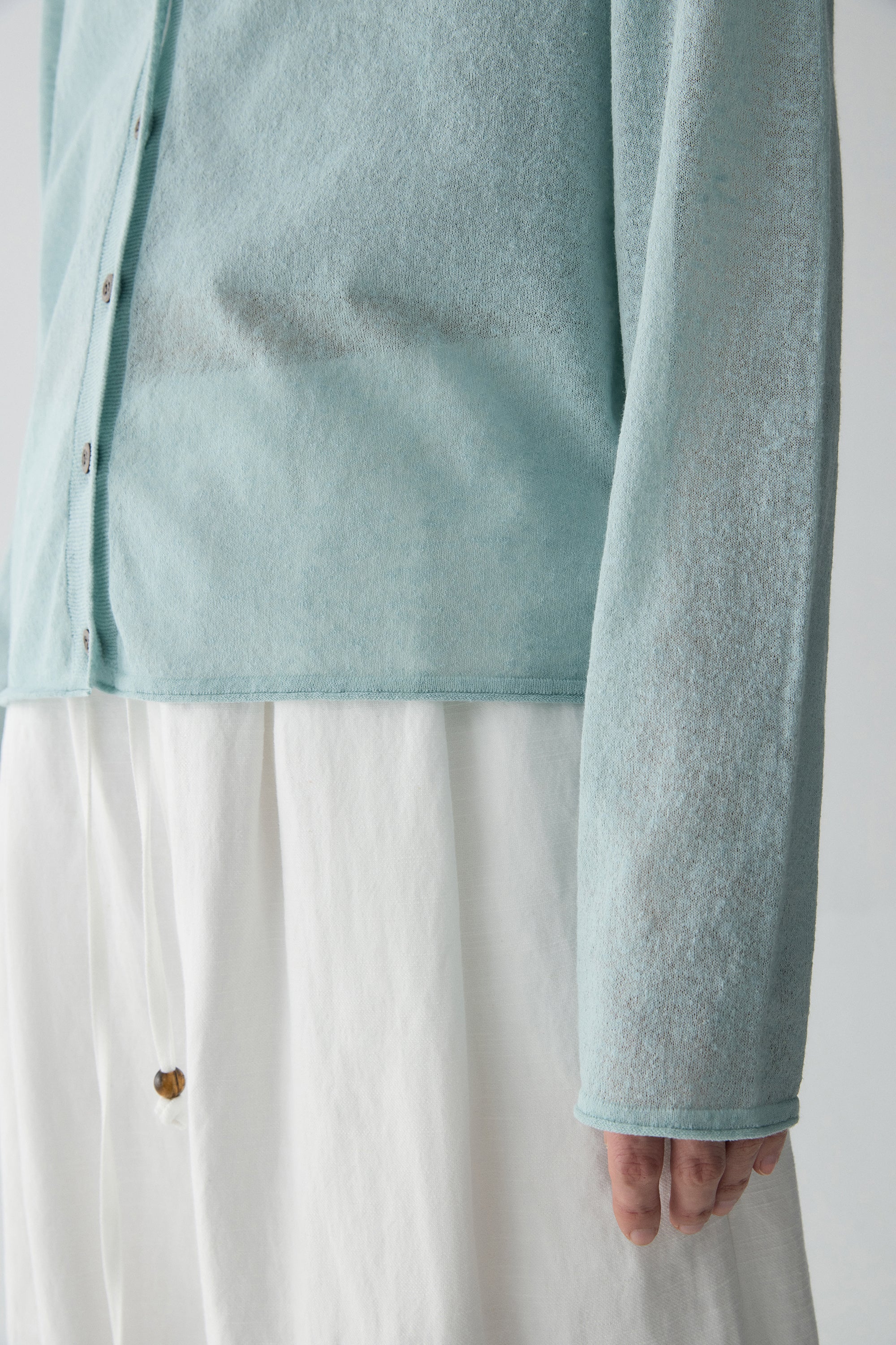 Neck-tie Cotton-linen Cardigan - Image 10