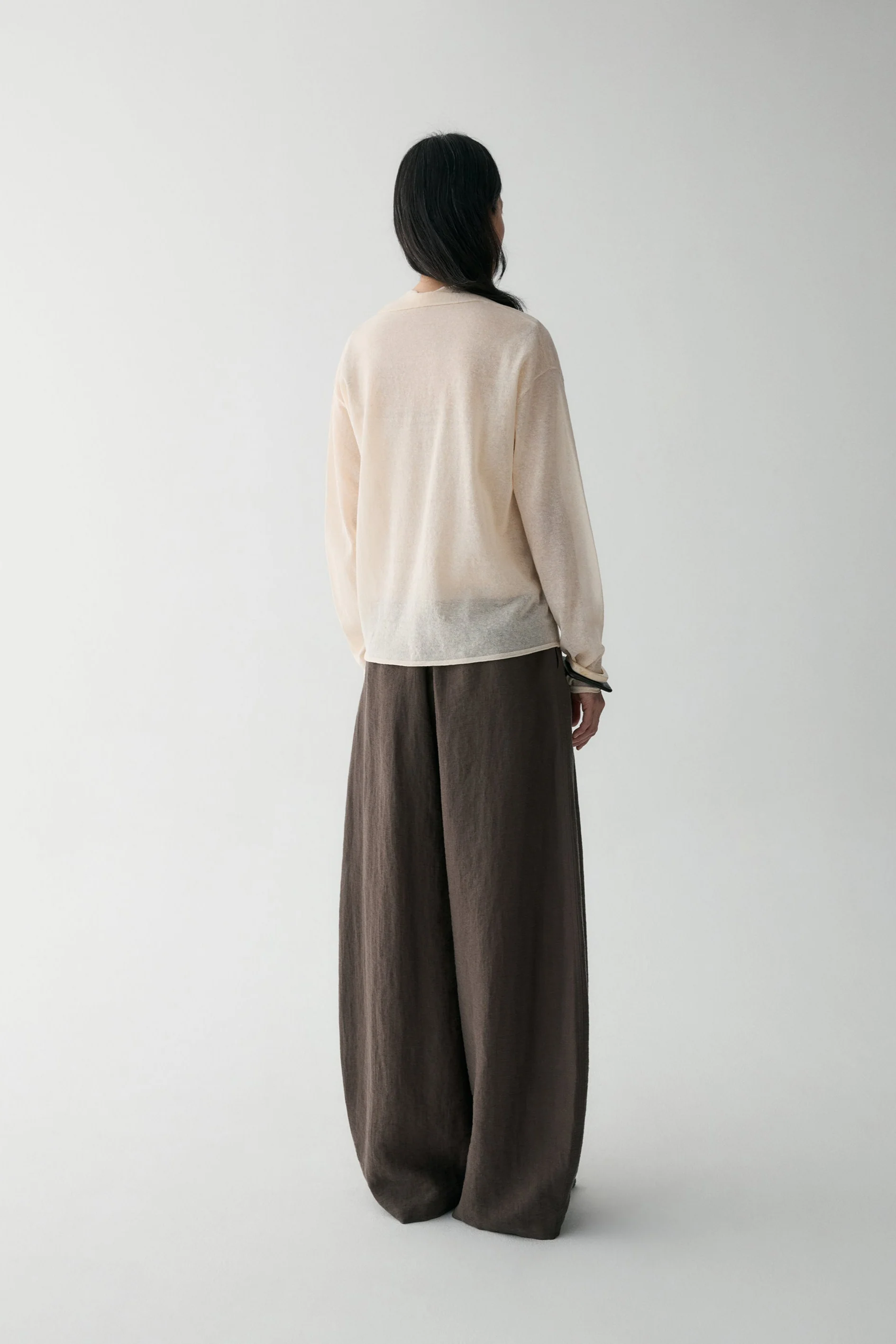 Neck-tie Cotton-linen Cardigan - Image 19