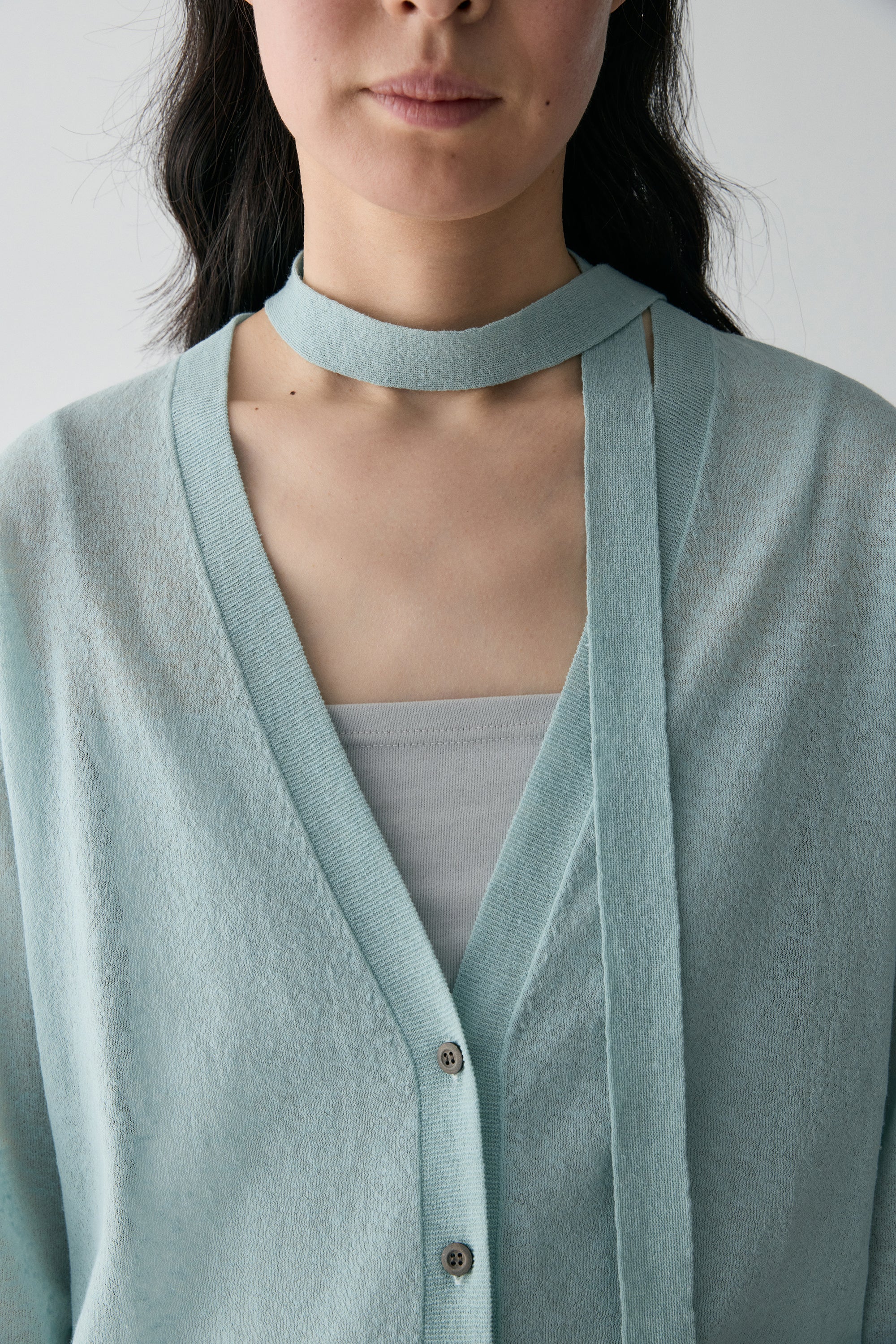 Neck-tie Cotton-linen Cardigan - Image 8