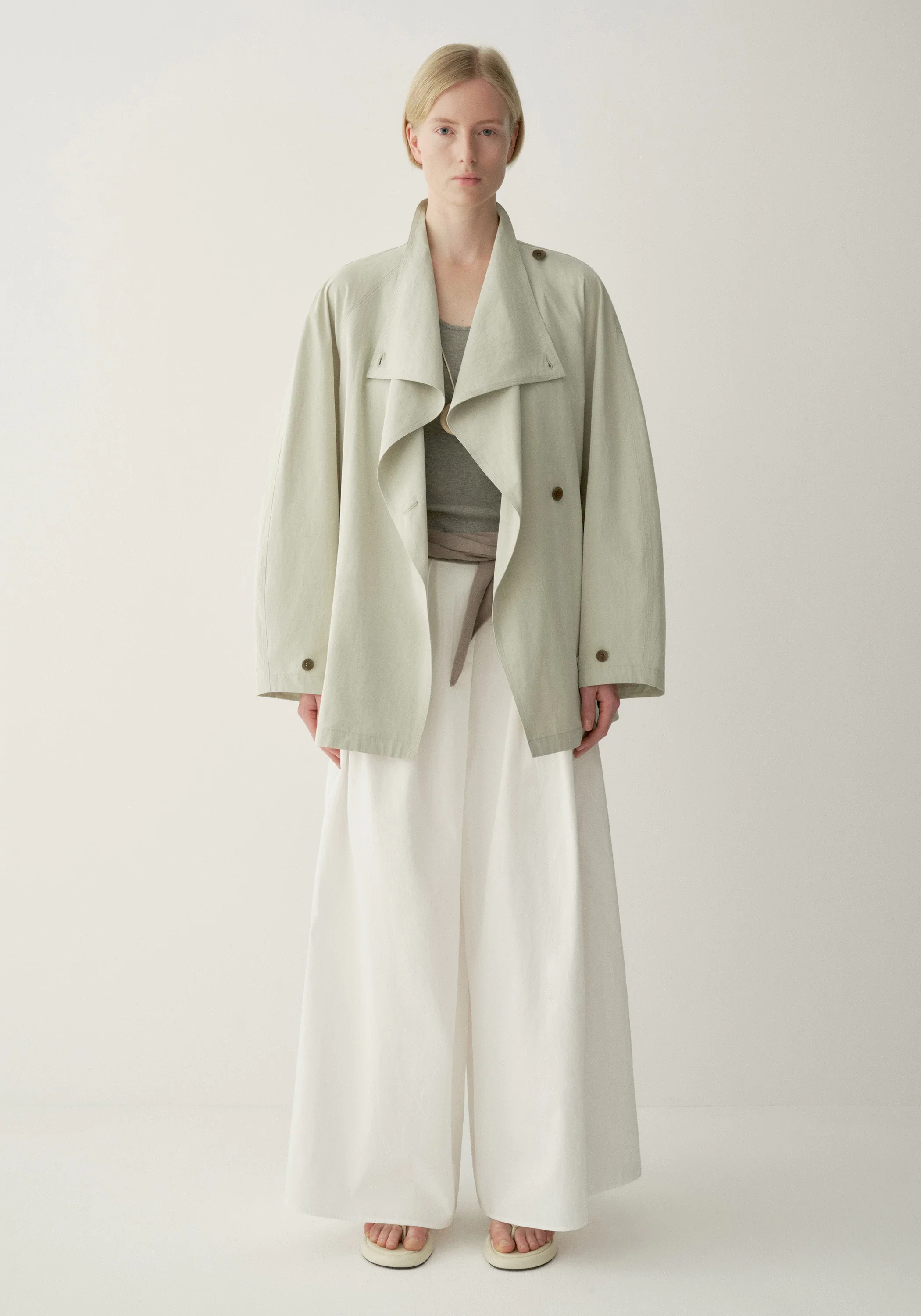 Oversized Collar Trench Coat - Image 13