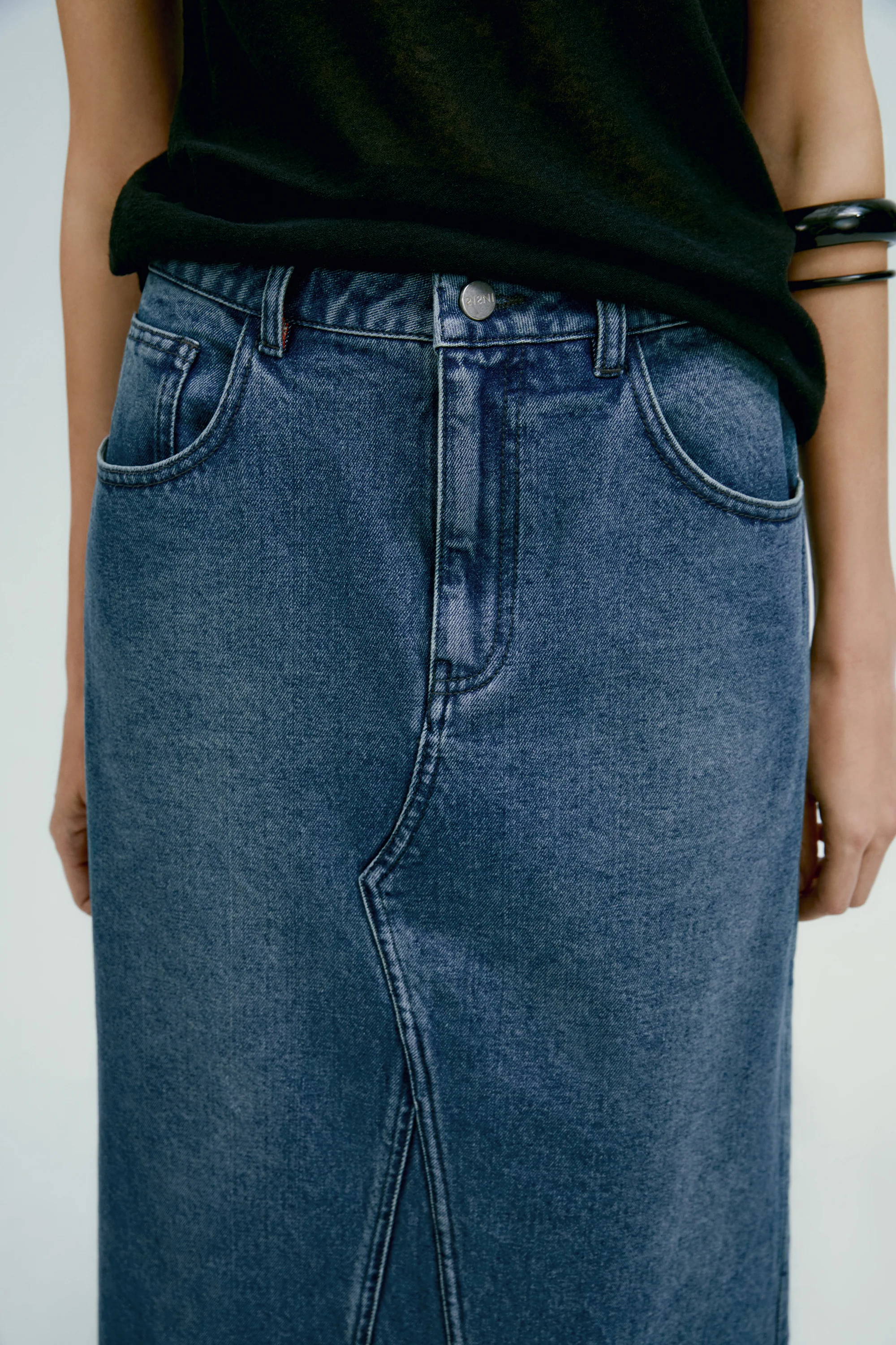 Panelled Denim Maxi Skirt - Image 11