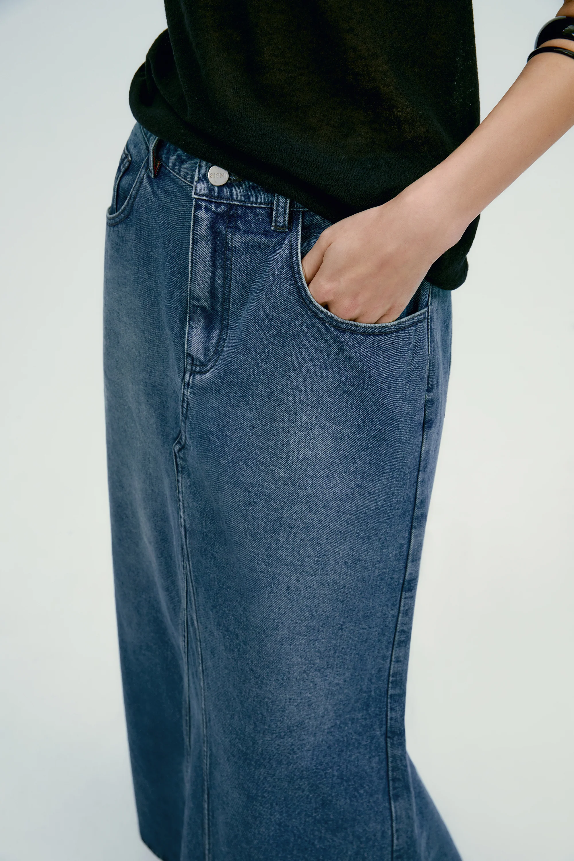 Panelled Denim Maxi Skirt - Image 12