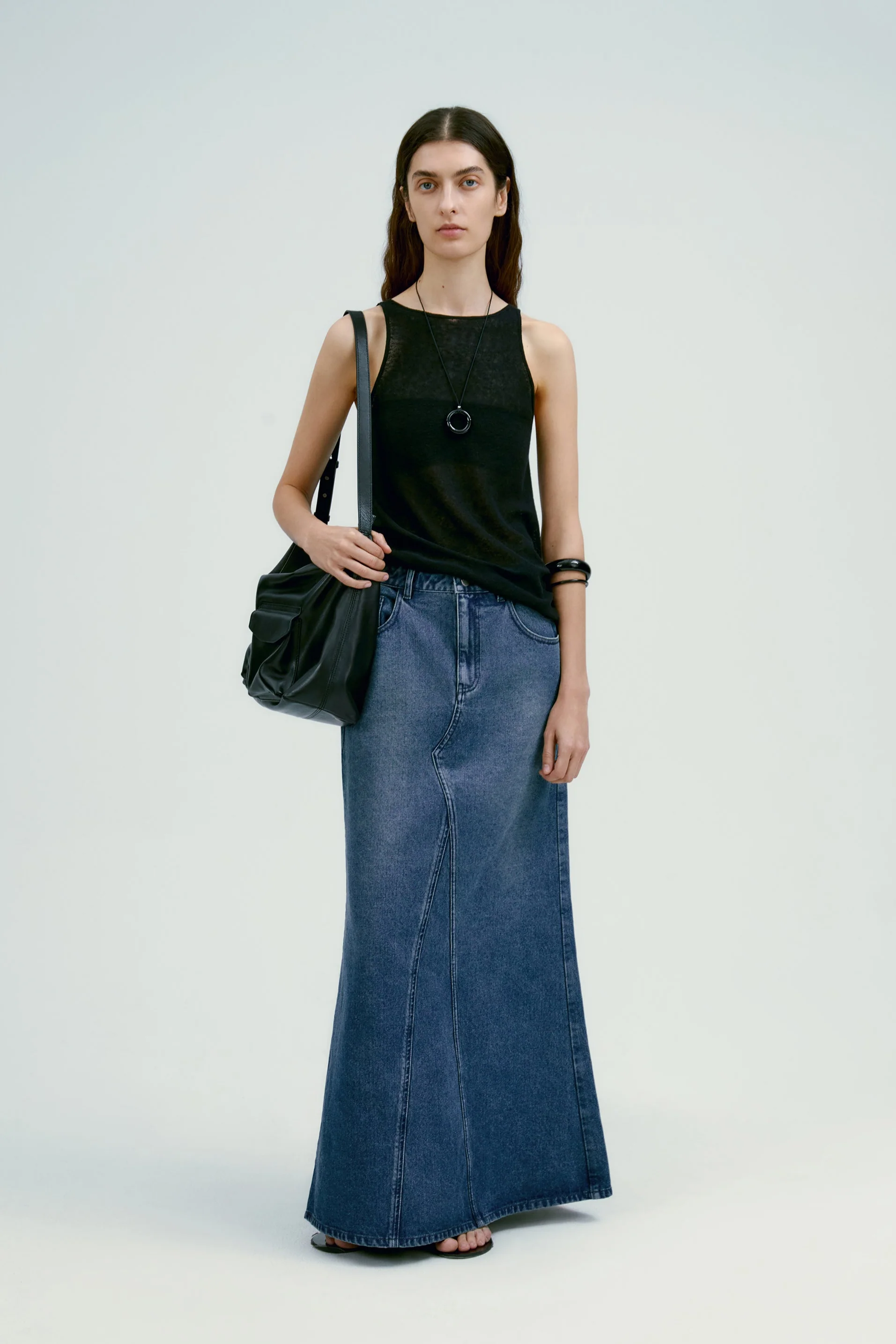 Panelled Denim Maxi Skirt - Image 2
